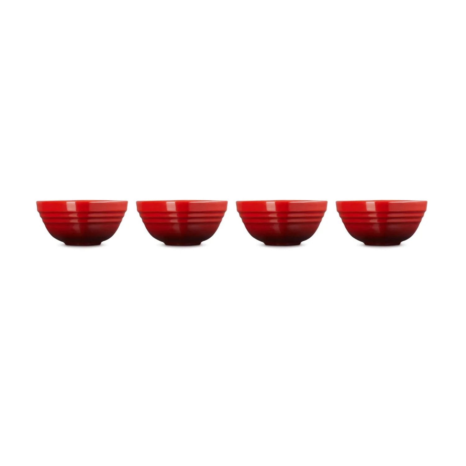 Le Creuset Set of 4 Mini Heart Stoneware Bowls - Cerise - Image 3