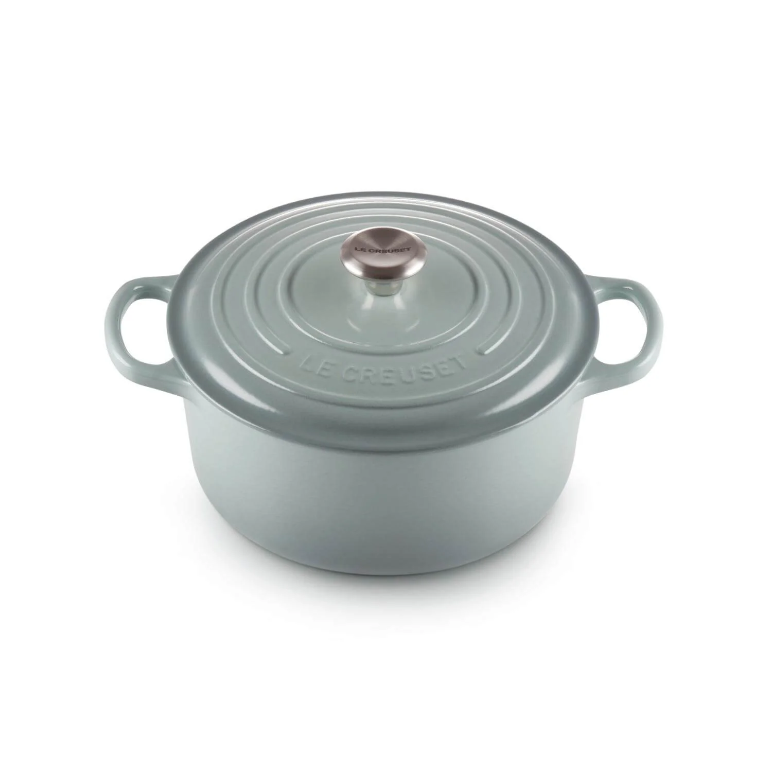 Le Creuset Signature 22cm Cast Iron Round Casserole - Sea Salt - Image 3