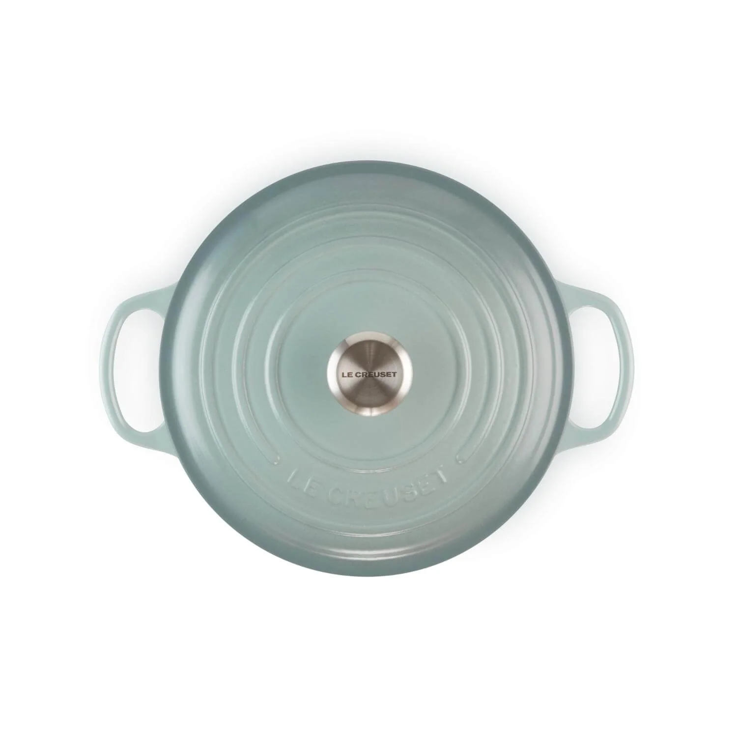 Le Creuset Signature 22cm Cast Iron Round Casserole - Sea Salt - Image 4