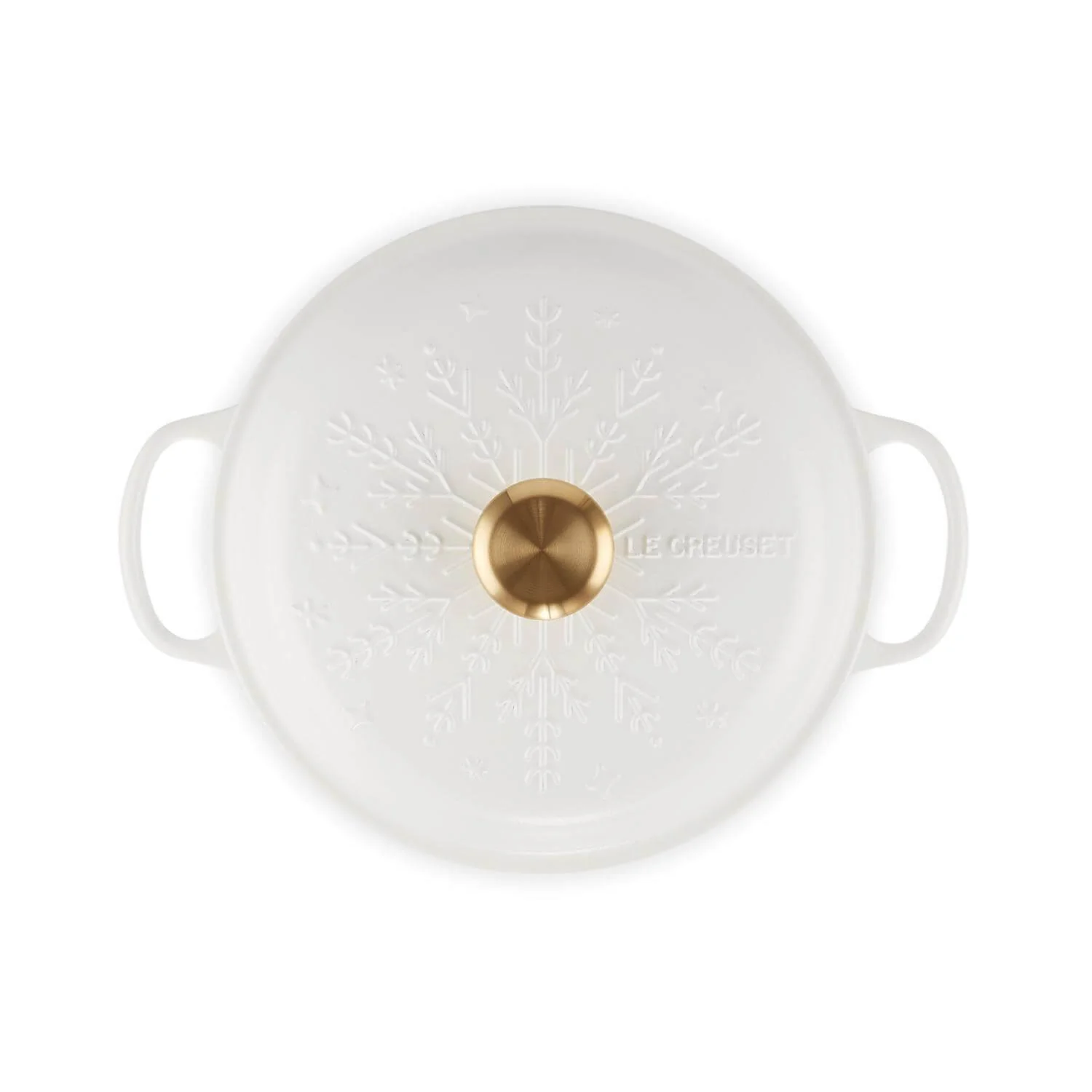 Le Creuset Signature 26cm Cast Iron Christmas Shallow Casserole - Snowflakes - Image 3