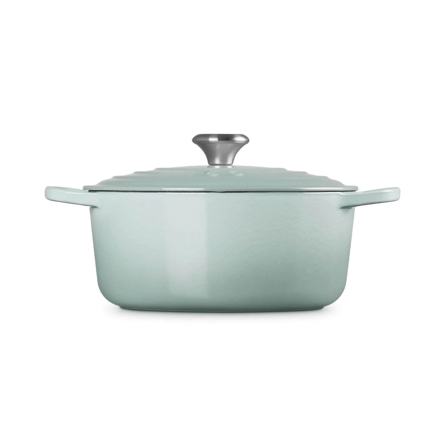 Le Creuset Signature 26cm Cast Iron Round Casserole - Sea Salt - Image 2