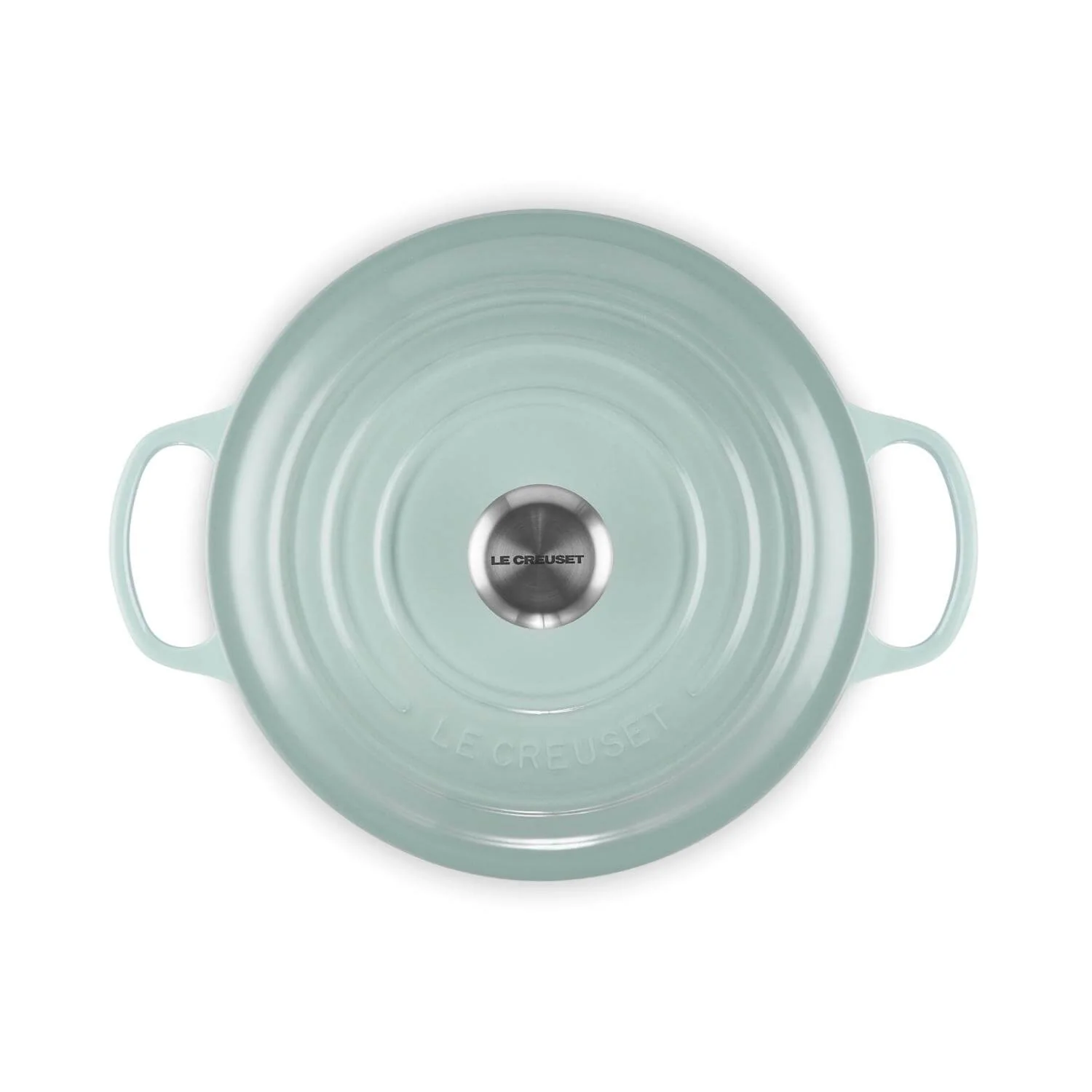 Le Creuset Signature 26cm Cast Iron Round Casserole - Sea Salt - Image 3