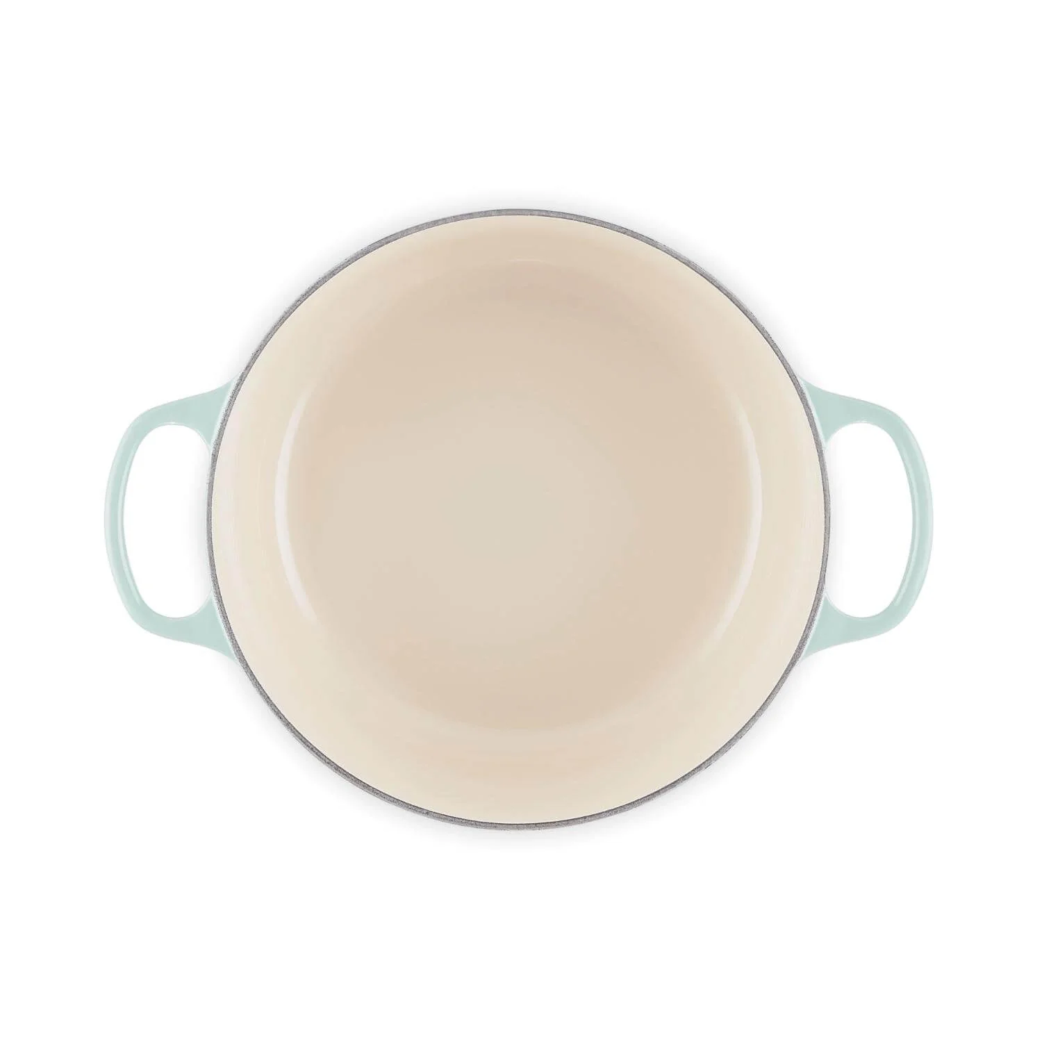 Le Creuset Signature 26cm Cast Iron Round Casserole - Sea Salt - Image 4