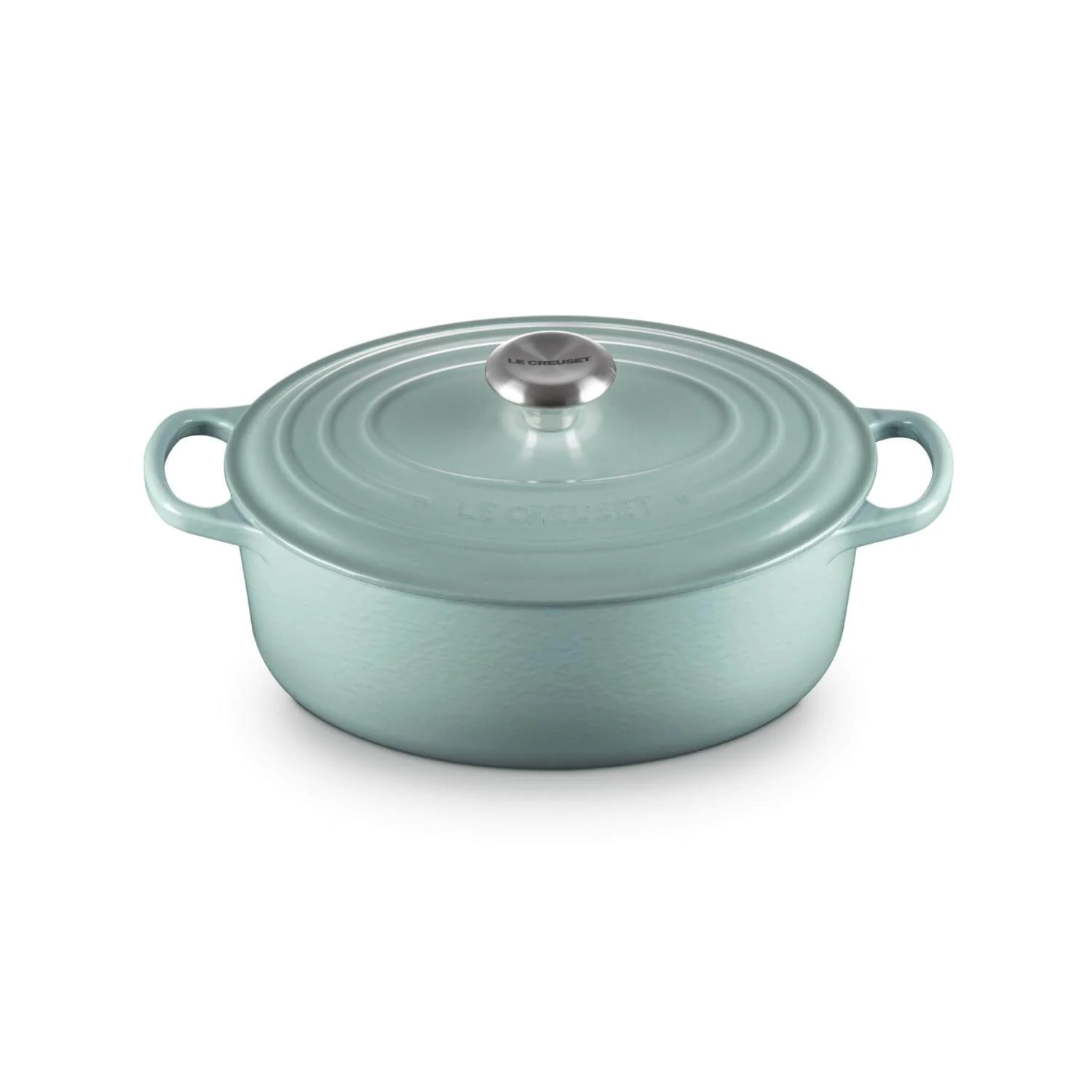 Le Creuset Signature 27cm Cast Iron Oval Casserole - Sea Salt - Image 5
