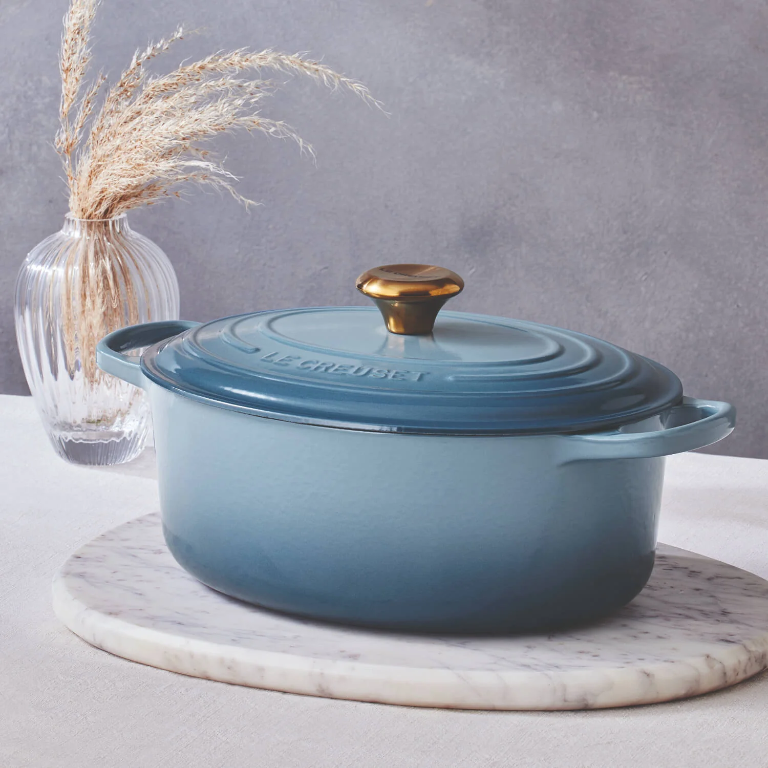 Le Creuset Signature Cast Iron 29cm Oval Casserole - Chambray - Image 6