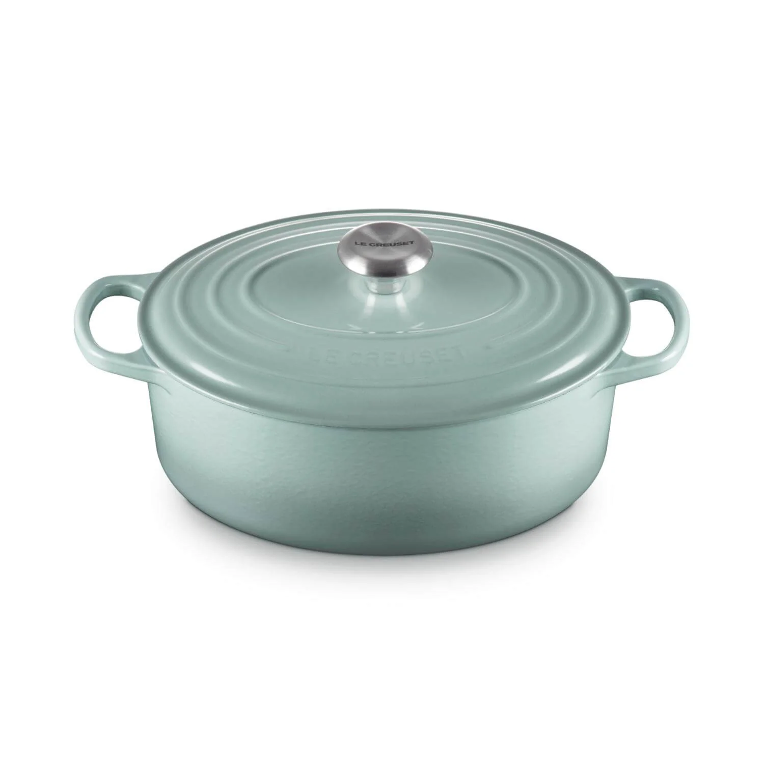 Le Creuset Signature 29cm Cast Iron Oval Casserole - Sea Salt - Image 5