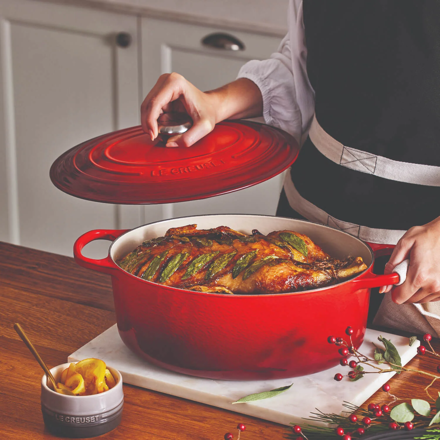 Le Creuset Signature 35cm Cast Iron Oval Casserole - Cerise - Image 7