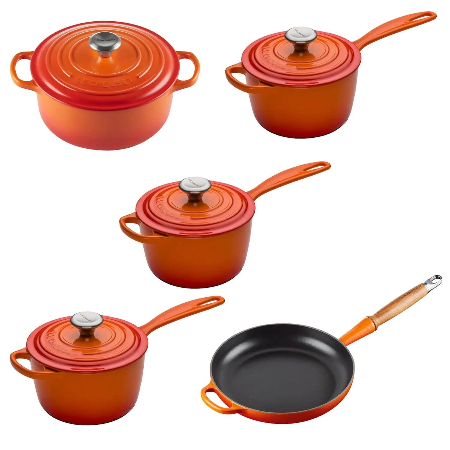 Le Creuset Signature 5 Piece Cast Iron Cookware Set - Volcanic