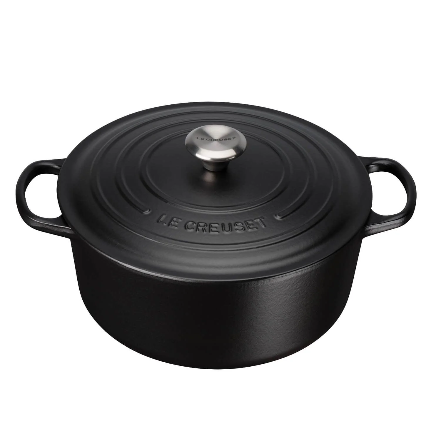 Le Creuset Signature Cast Iron 22cm Round Casserole - Satin Black - Image 2