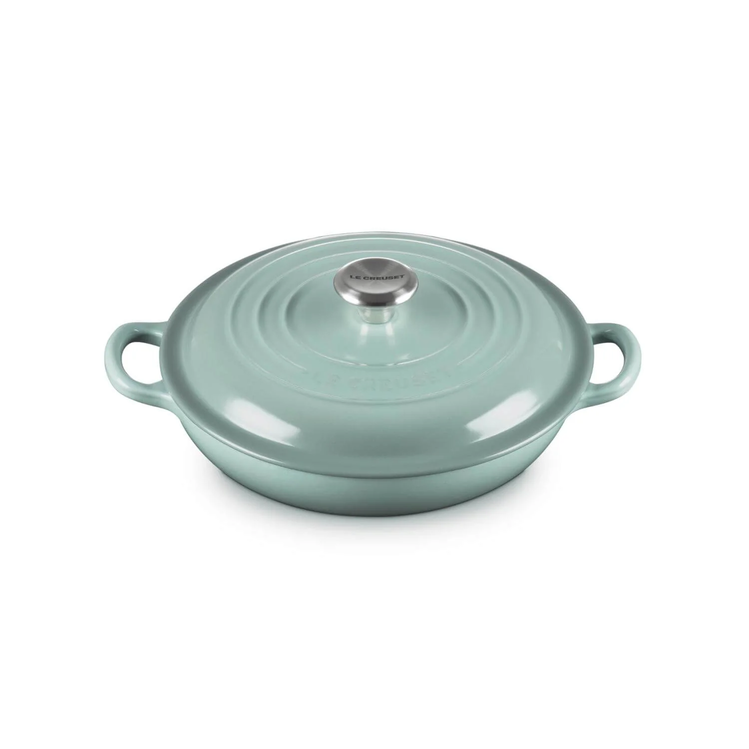 Le Creuset Signature Cast Iron 22cm Shallow Casserole - Sea Salt - Image 5