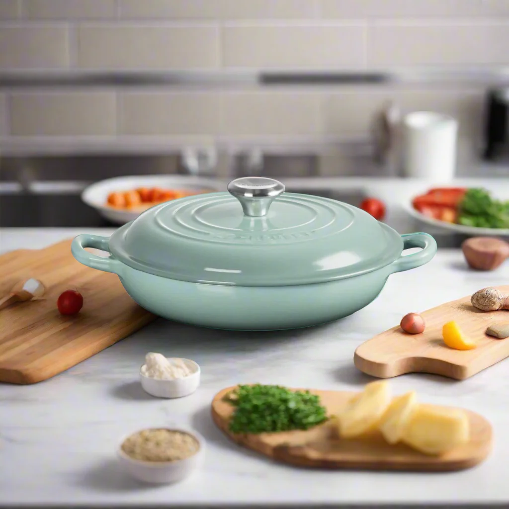 Le Creuset Signature Cast Iron 22cm Shallow Casserole - Sea Salt - Image 6