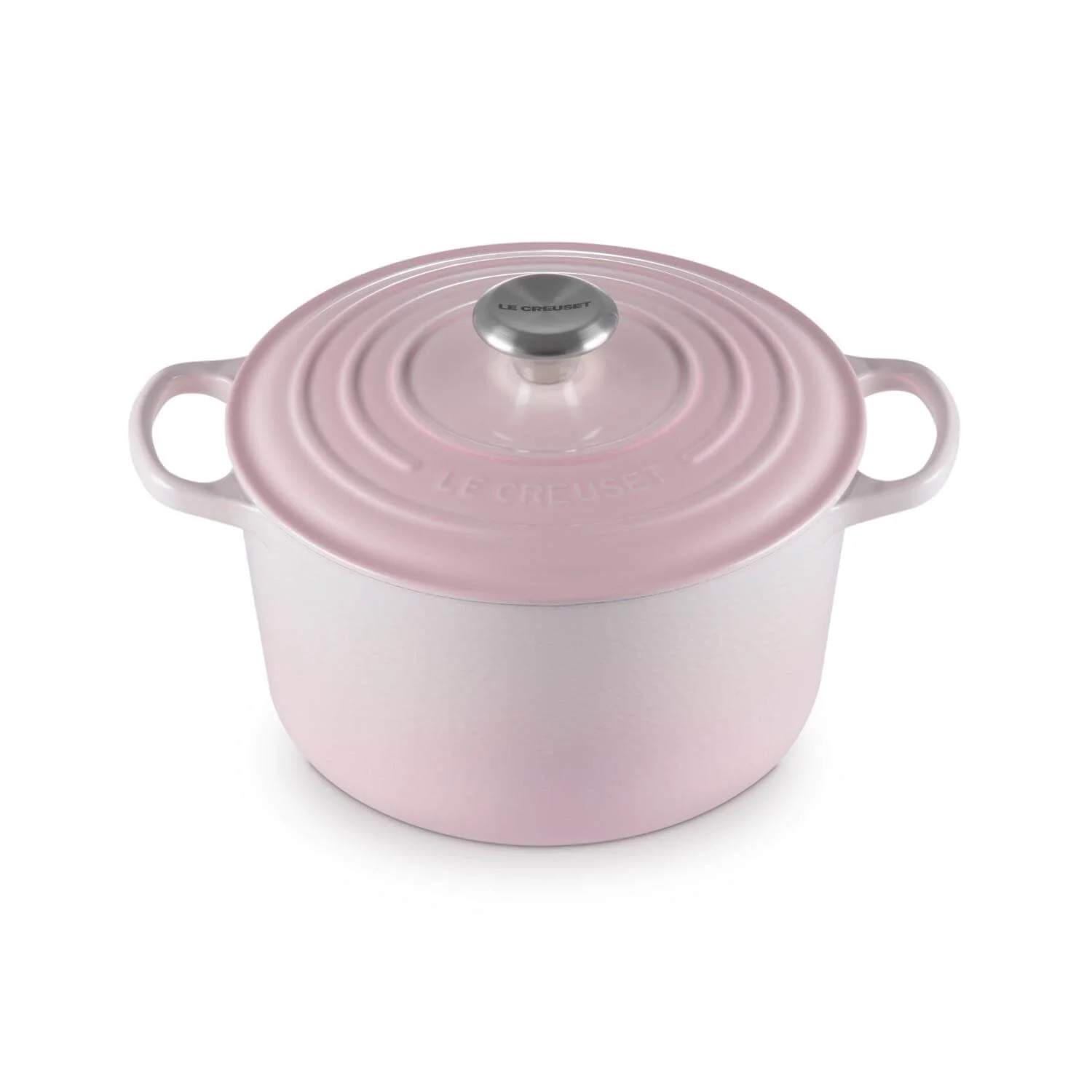 Le Creuset Signature Cast Iron 24cm Deep Round Casserole - Shell Pink - Image 5