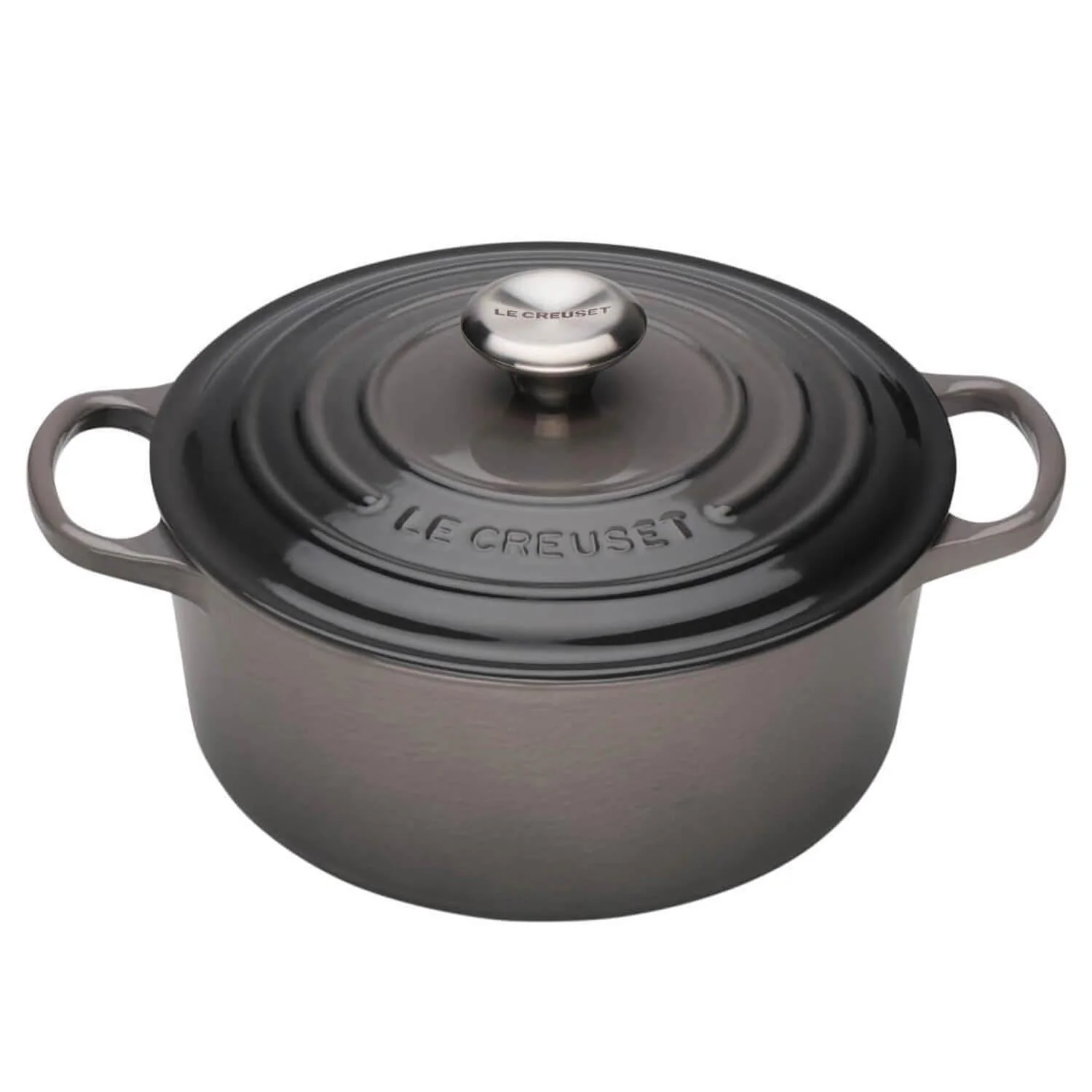 Le Creuset Signature Cast Iron 24cm Round Casserole - Flint - Image 2