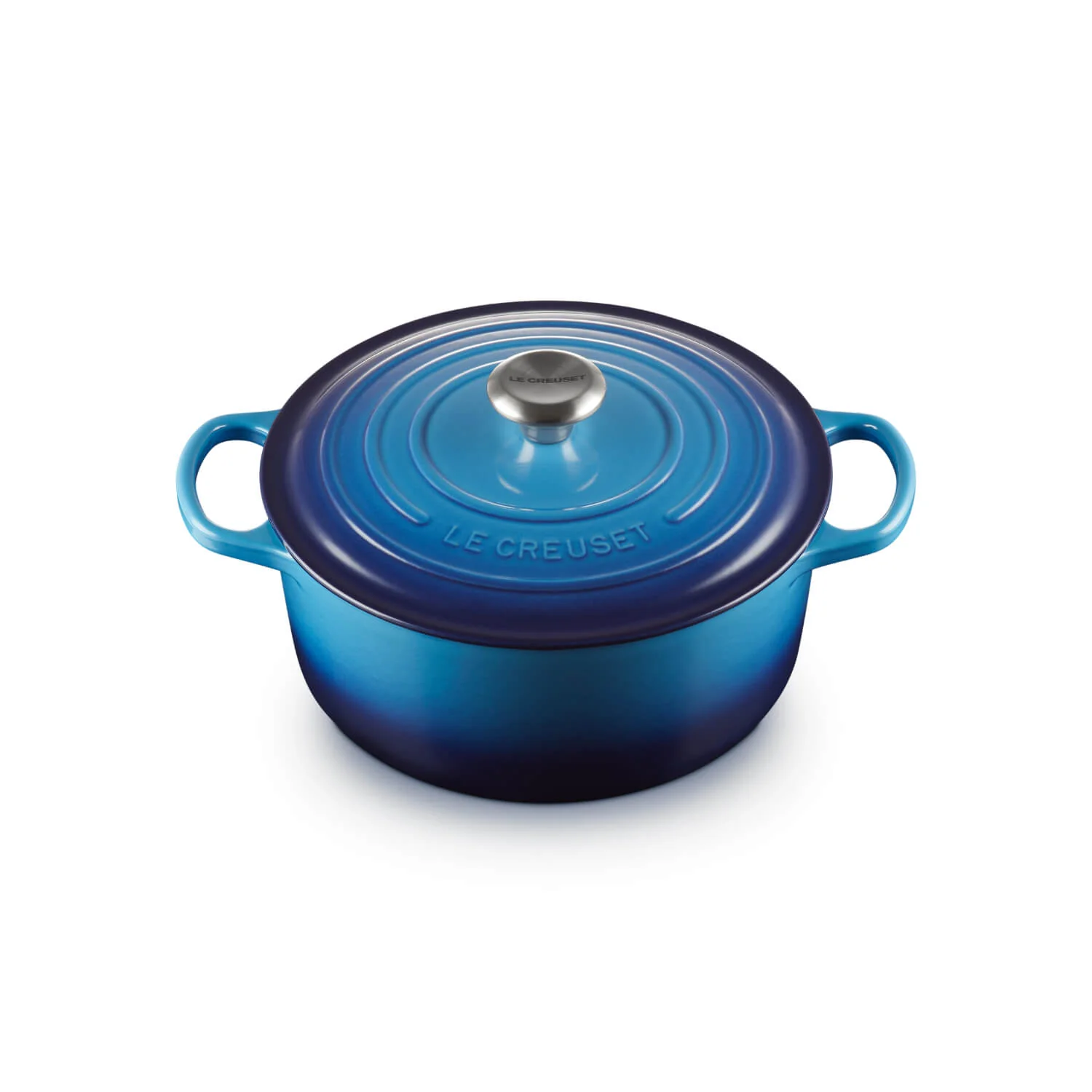 Le Creuset Signature Cast Iron 26cm Round Casserole - Azure - Image 3