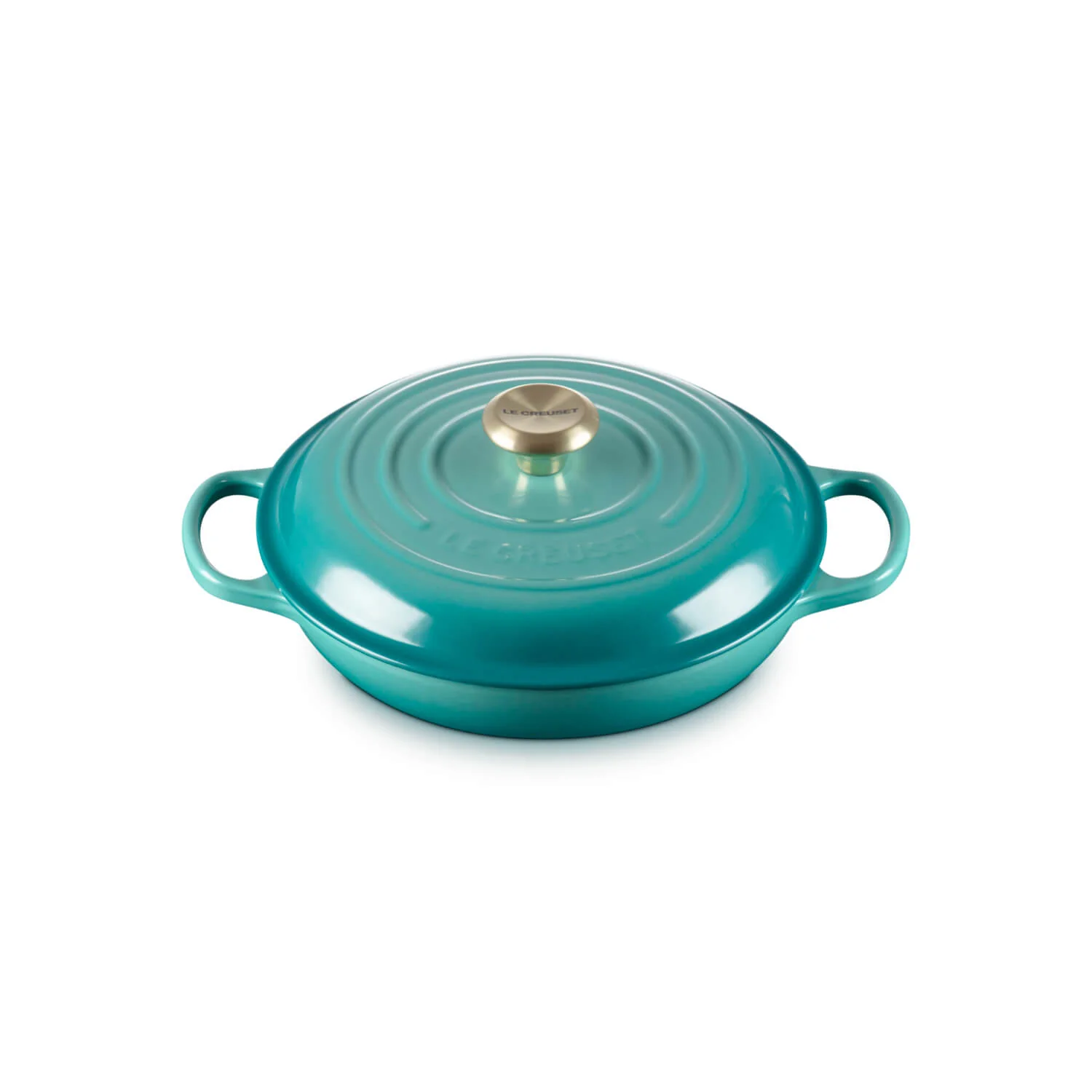 Le Creuset Signature Cast Iron 26cm Round Shallow Casserole - Bleu Riviera - Image 5