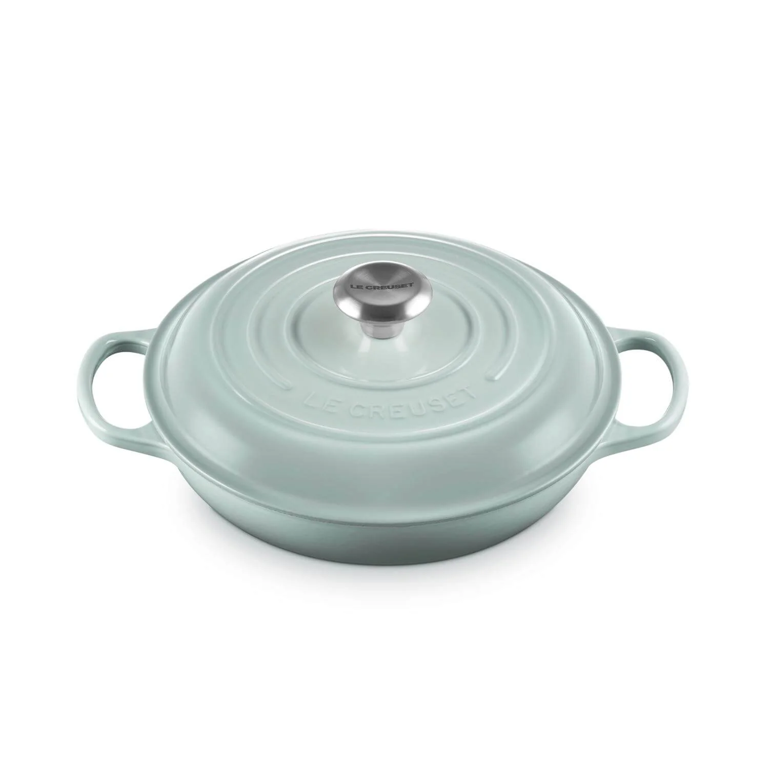 Le Creuset Signature Cast Iron 26cm Shallow Casserole - Sea Salt - Image 5