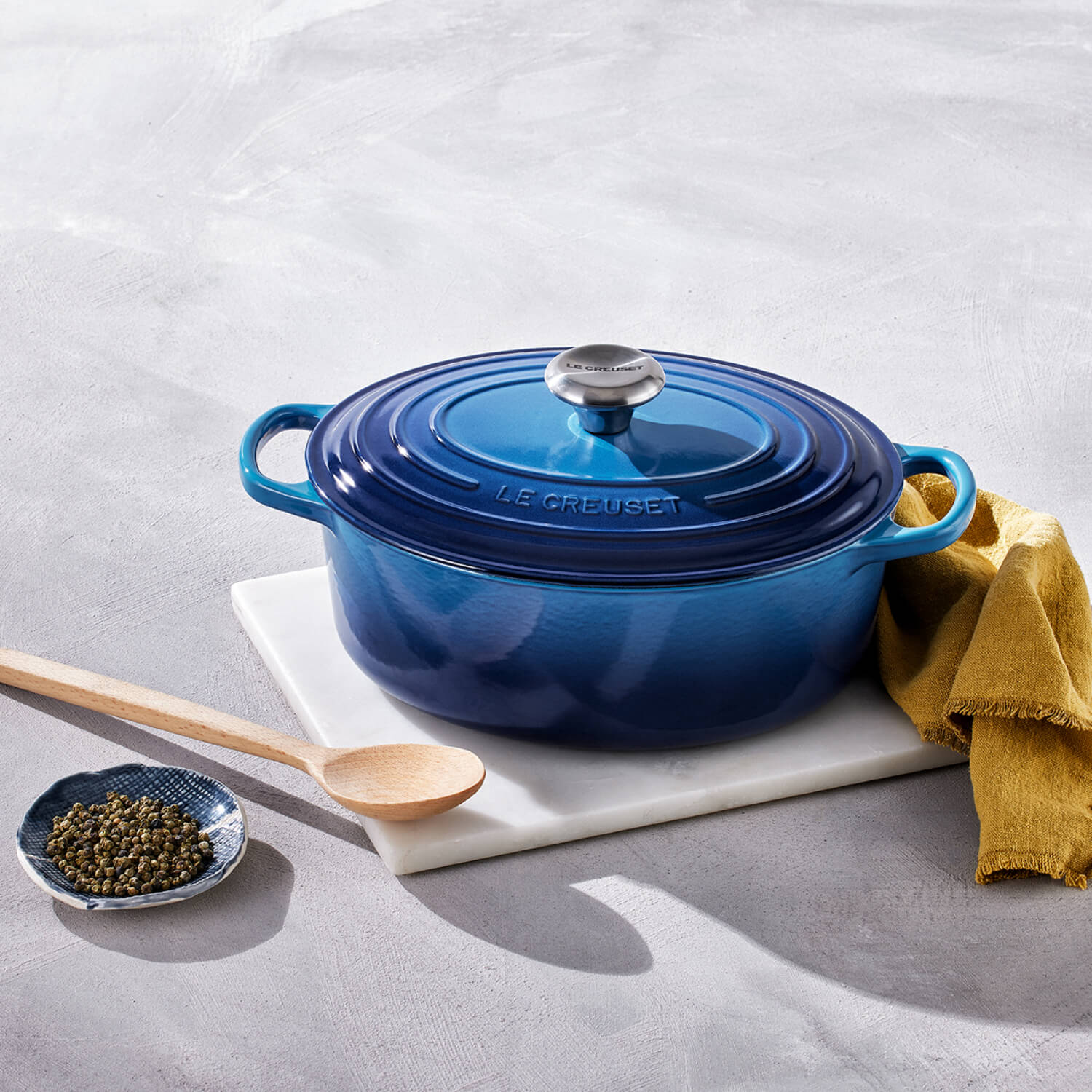 Le Creuset Signature Cast Iron 27cm Oval Casserole - Azure - Image 7