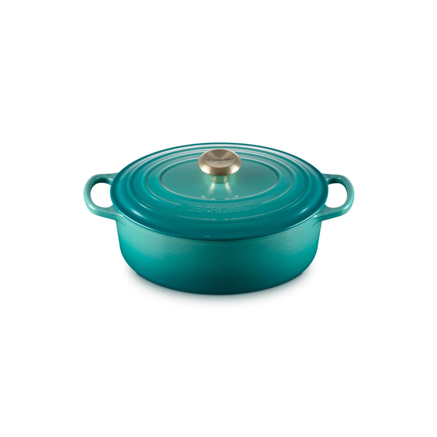 Le Creuset Signature Cast Iron 27cm Oval Casserole - Bleu Riviera - Image 5