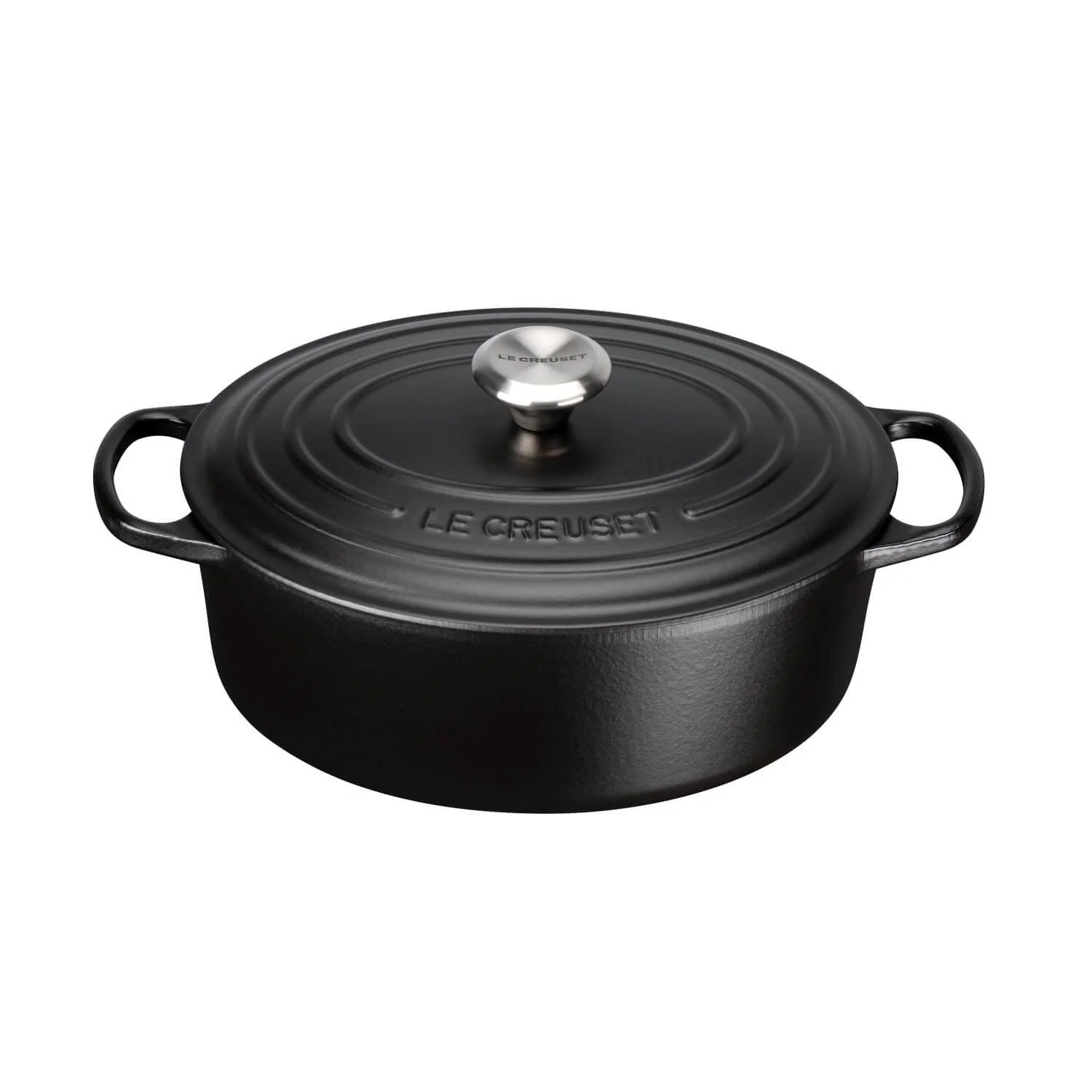 Le Creuset Signature Cast Iron 27cm Oval Casserole - Satin Black - Image 2