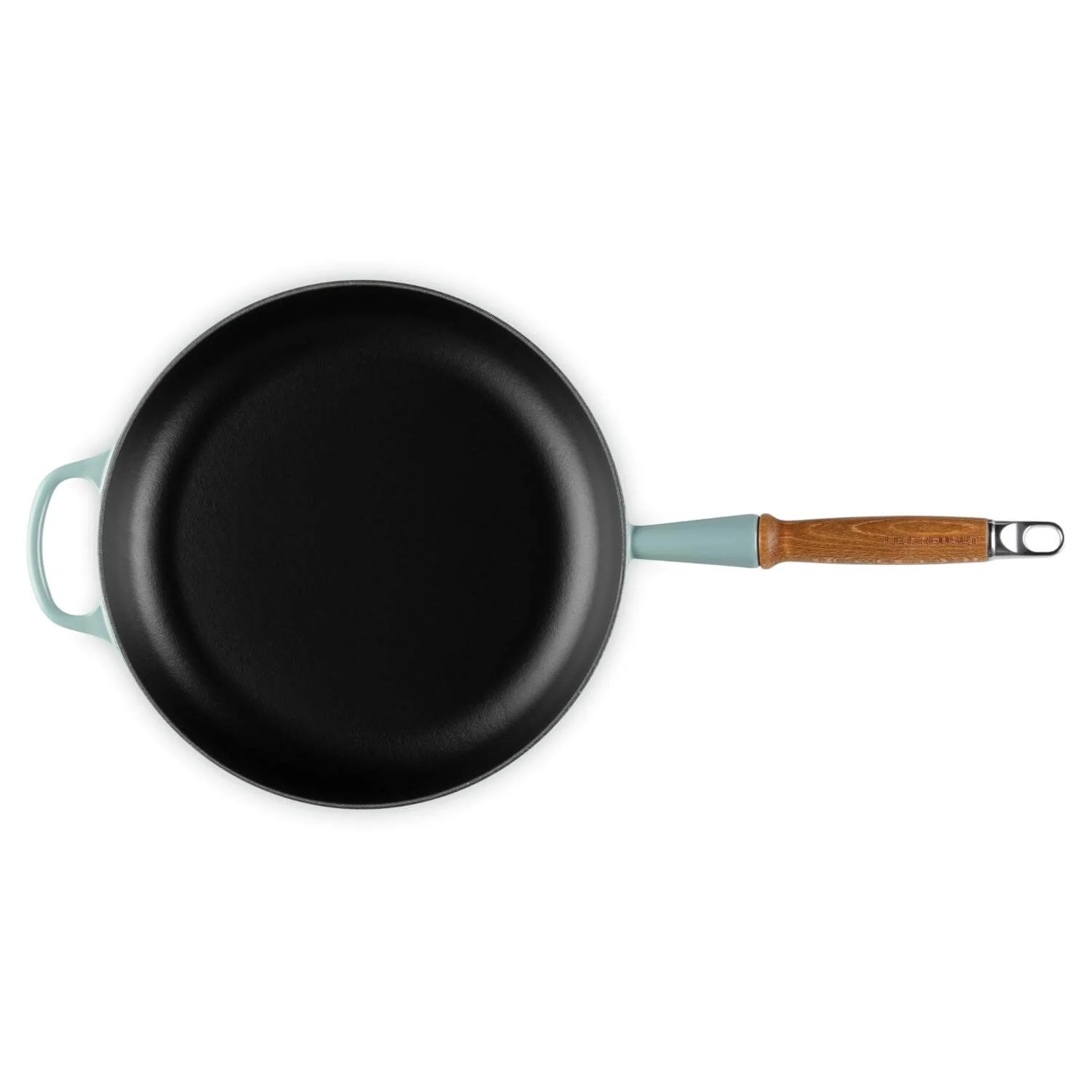 Le Creuset Signature Cast Iron 28cm Frying Pan with Wooden Handle - Sea Salt - Image 3