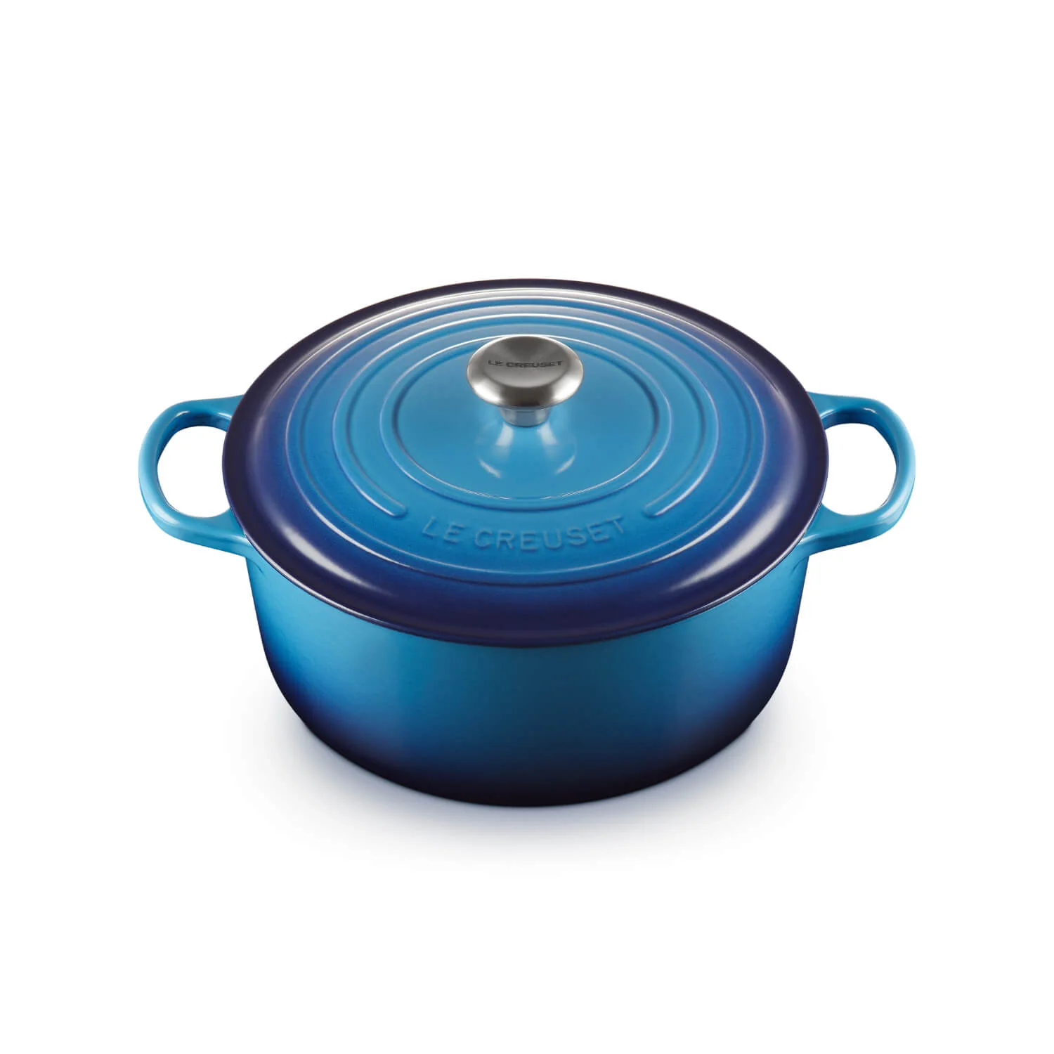 Le Creuset Signature Cast Iron 28cm Round Casserole - Azure - Image 3