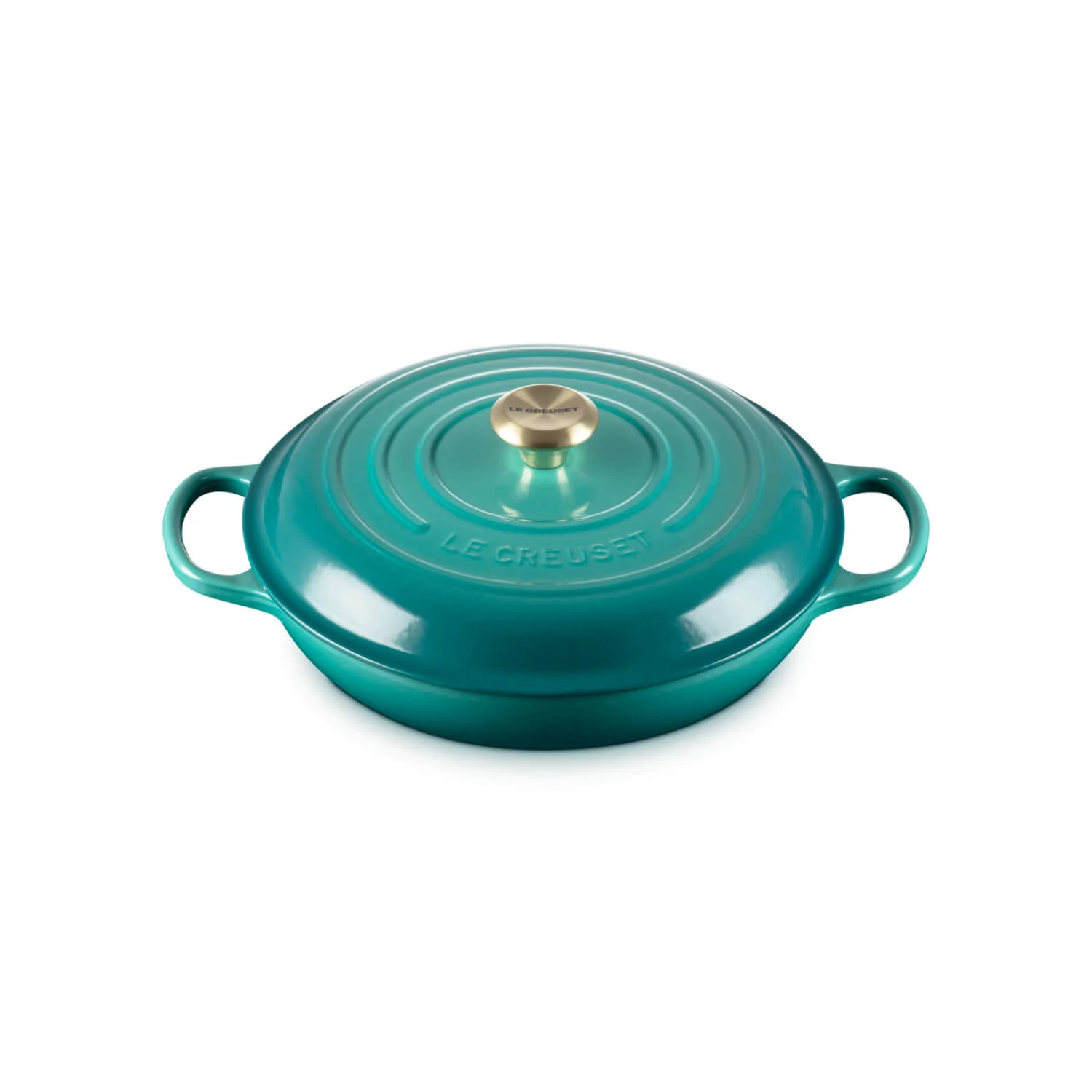 Le Creuset Signature Cast Iron 30cm Round Shallow Casserole - Bleu Riviera - Image 5
