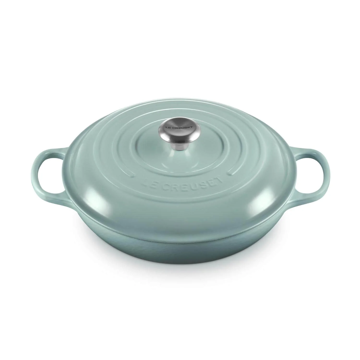 Le Creuset Signature Cast Iron 30cm Shallow Casserole - Sea Salt - Image 5