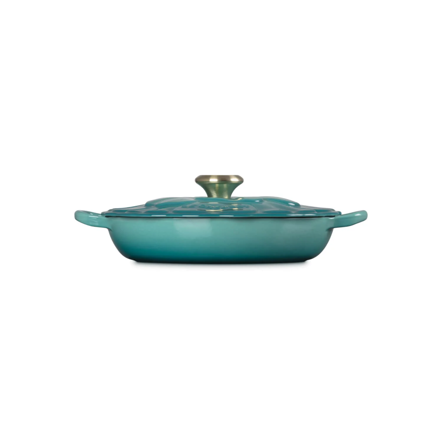 Le Creuset Signature Cast Iron Petal 26cm Round Shallow Casserole - Bleu Riviera - Image 2