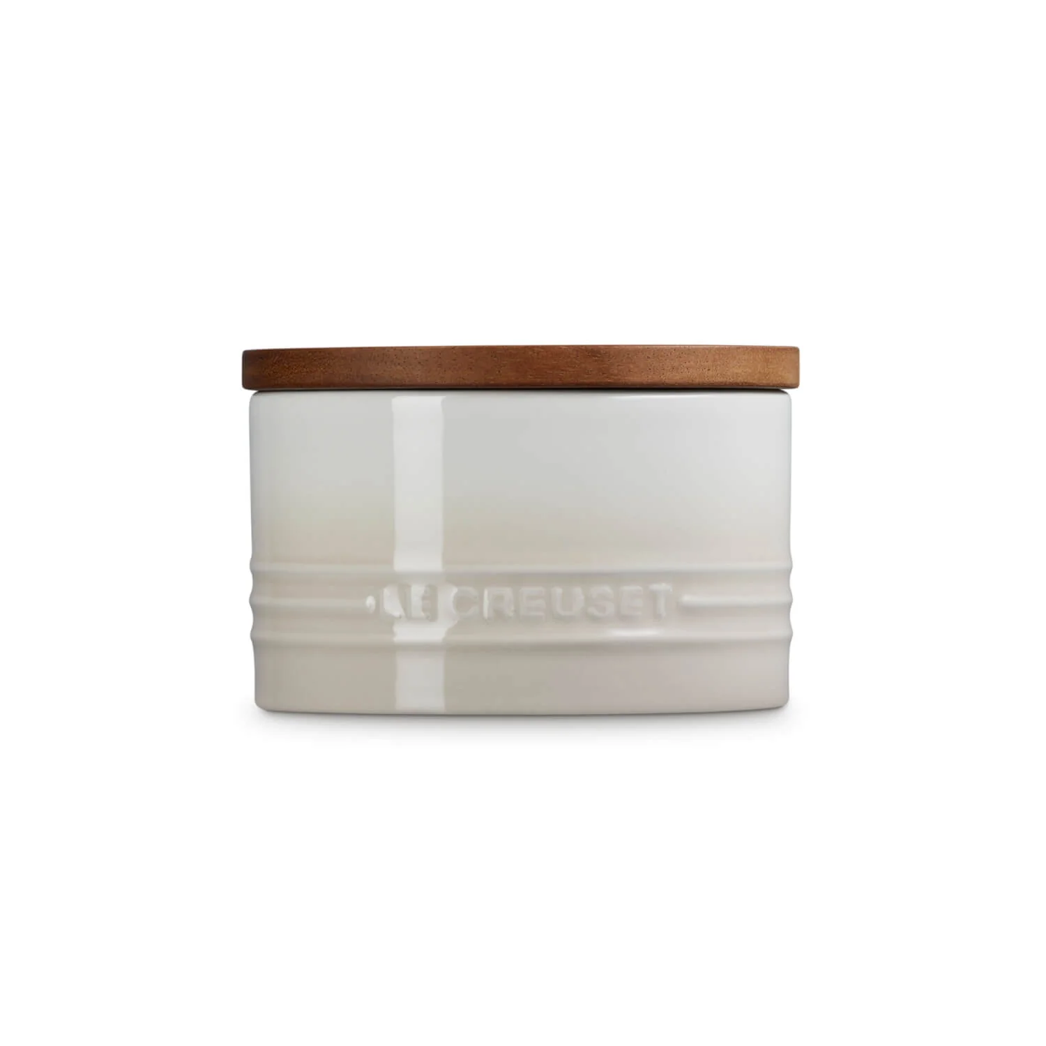 Le Creuset Stoneware Signature 470ml Storage Jar with Wooden Lid - Meringue - Image 2