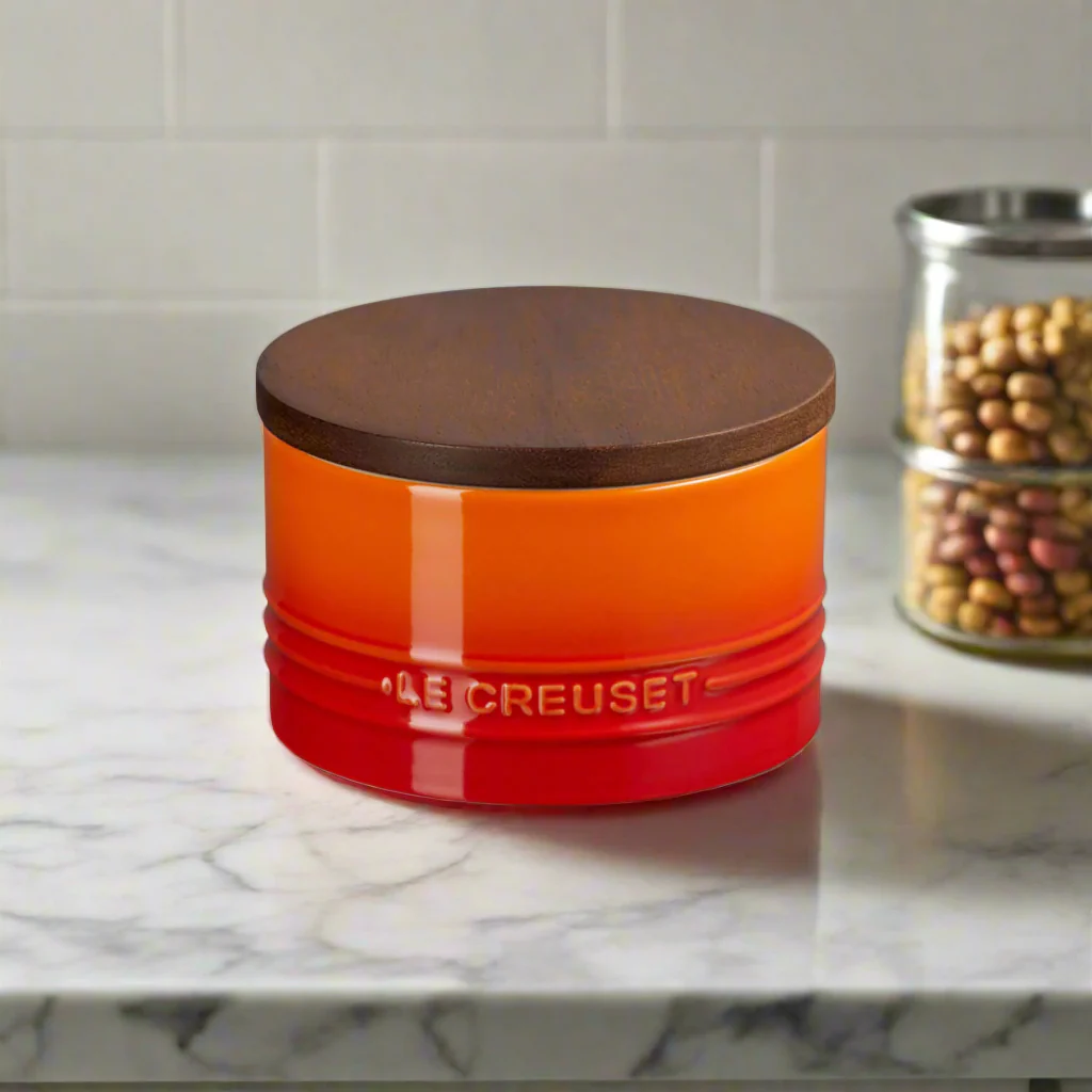 Le Creuset Stoneware Signature 470ml Storage Jar with Wooden Lid - Volcanic - Image 6