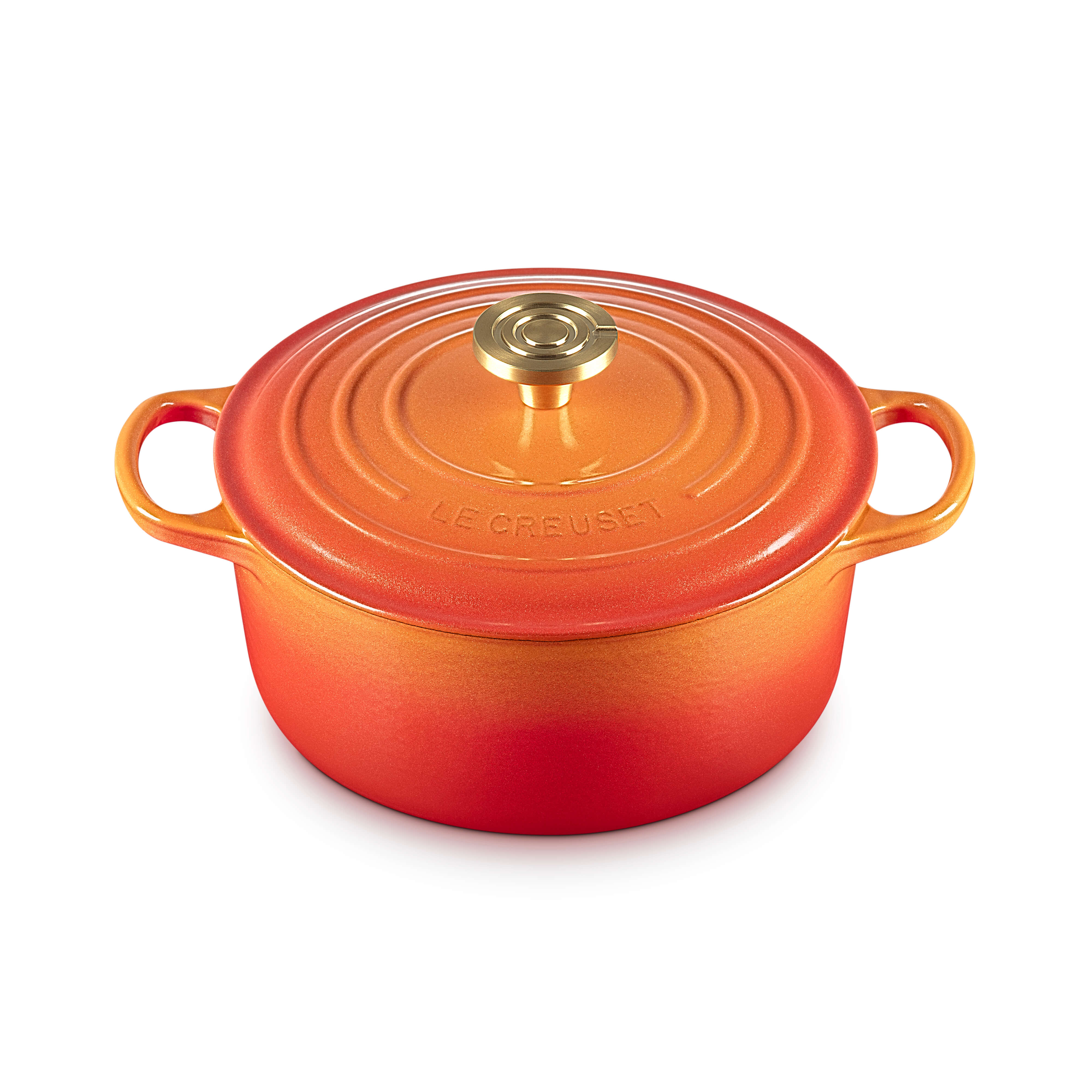 Le Creuset Limited Edition Signature 24cm Cast Iron Round Casserole - Flamme Doree - Image 5