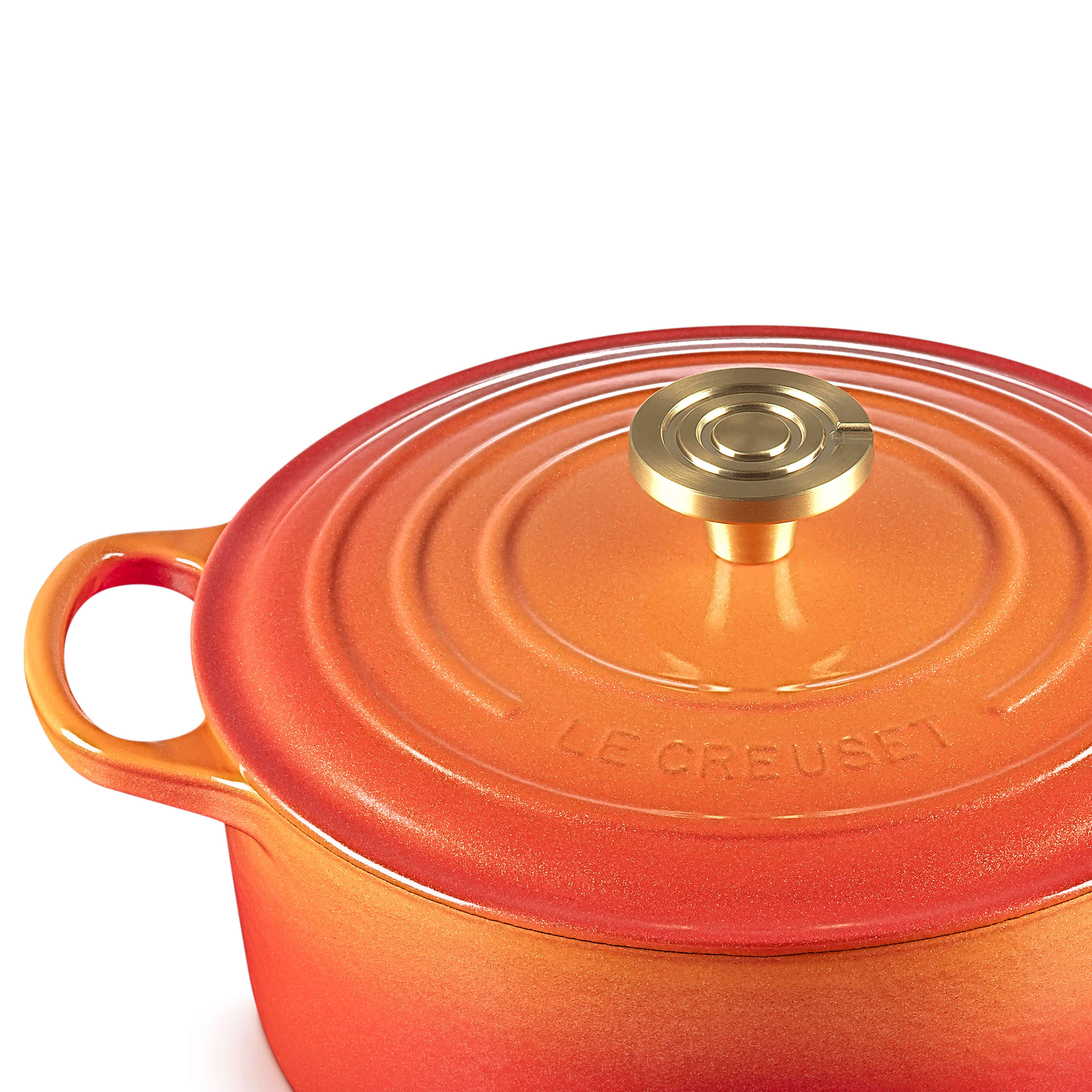 Le Creuset Limited Edition Signature 24cm Cast Iron Round Casserole - Flamme Doree - Image 7