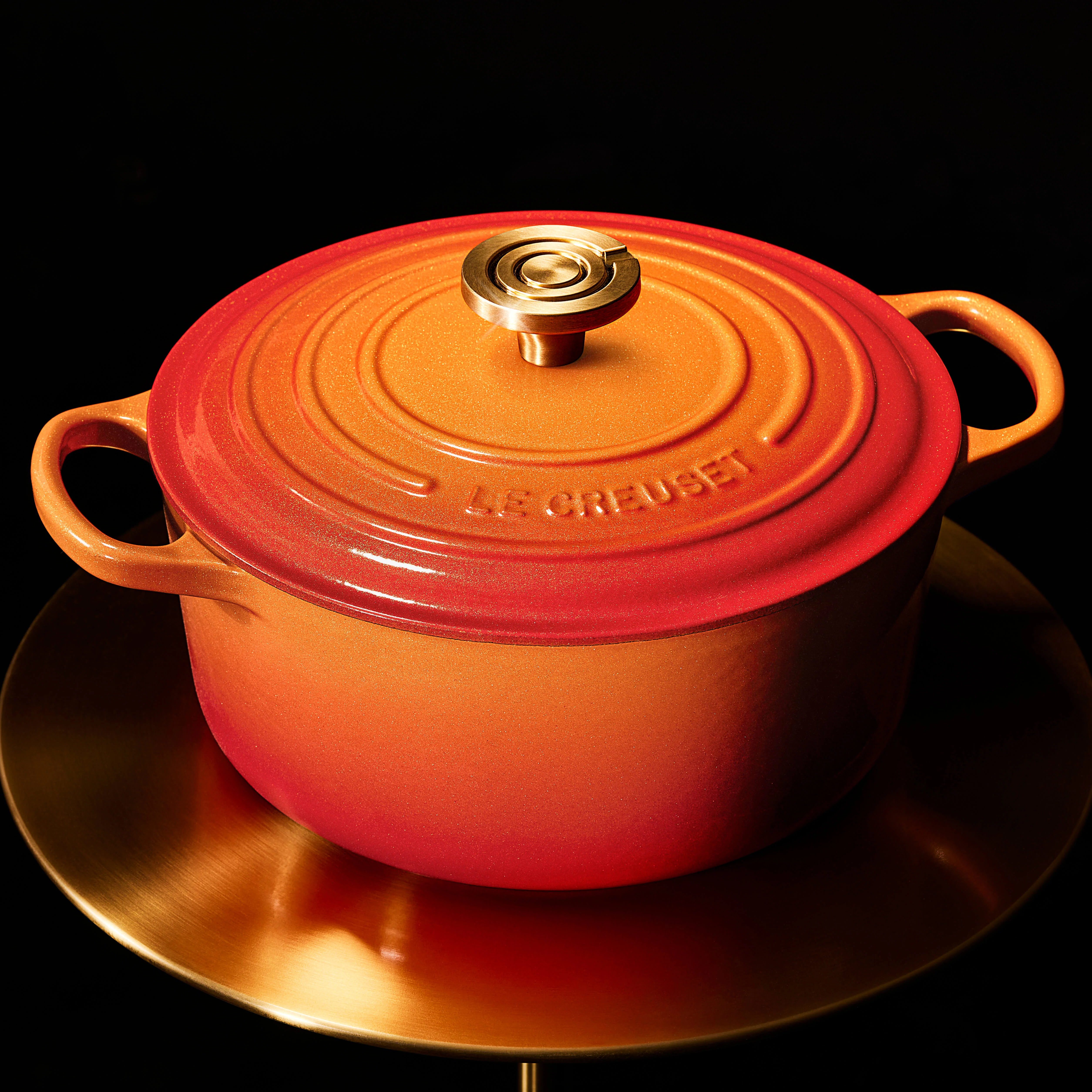Le Creuset Limited Edition Signature 24cm Cast Iron Round Casserole - Flamme Doree - Image 8