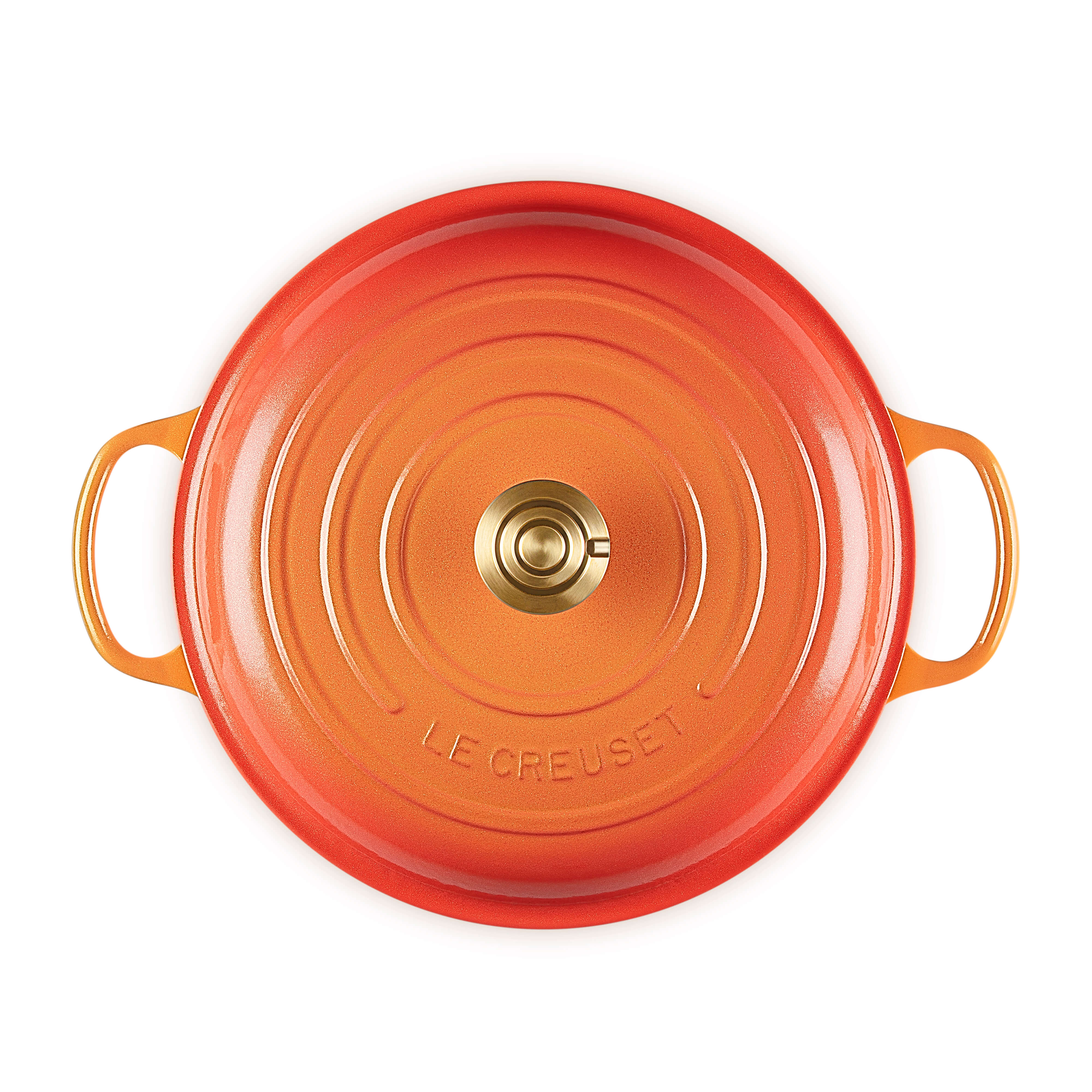 Le Creuset Limited Edition Signature 30cm Cast Iron Round Shallow Casserole - Flamme Doree - Image 3