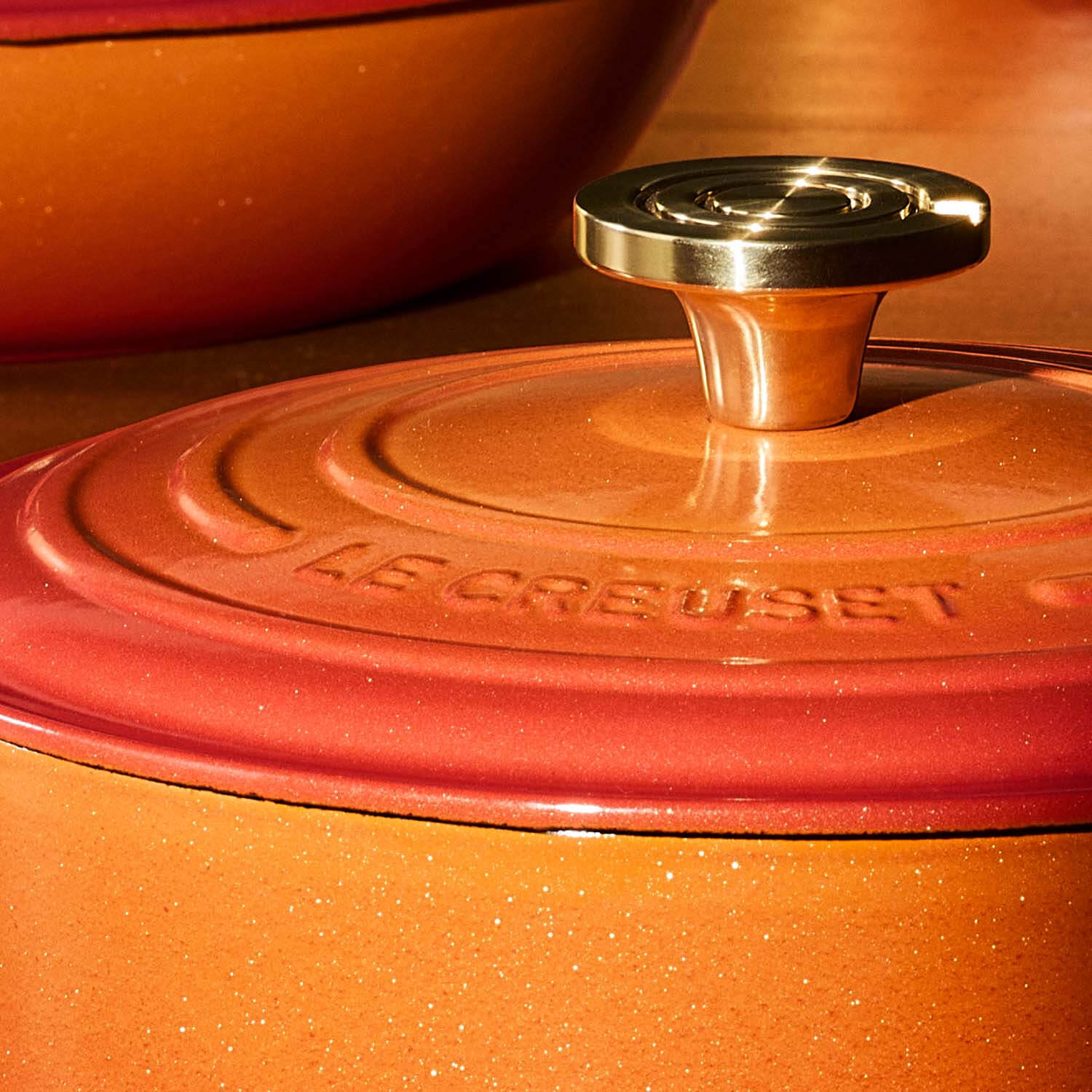 Le Creuset Limited Edition Signature 30cm Cast Iron Round Shallow Casserole - Flamme Doree - Image 8