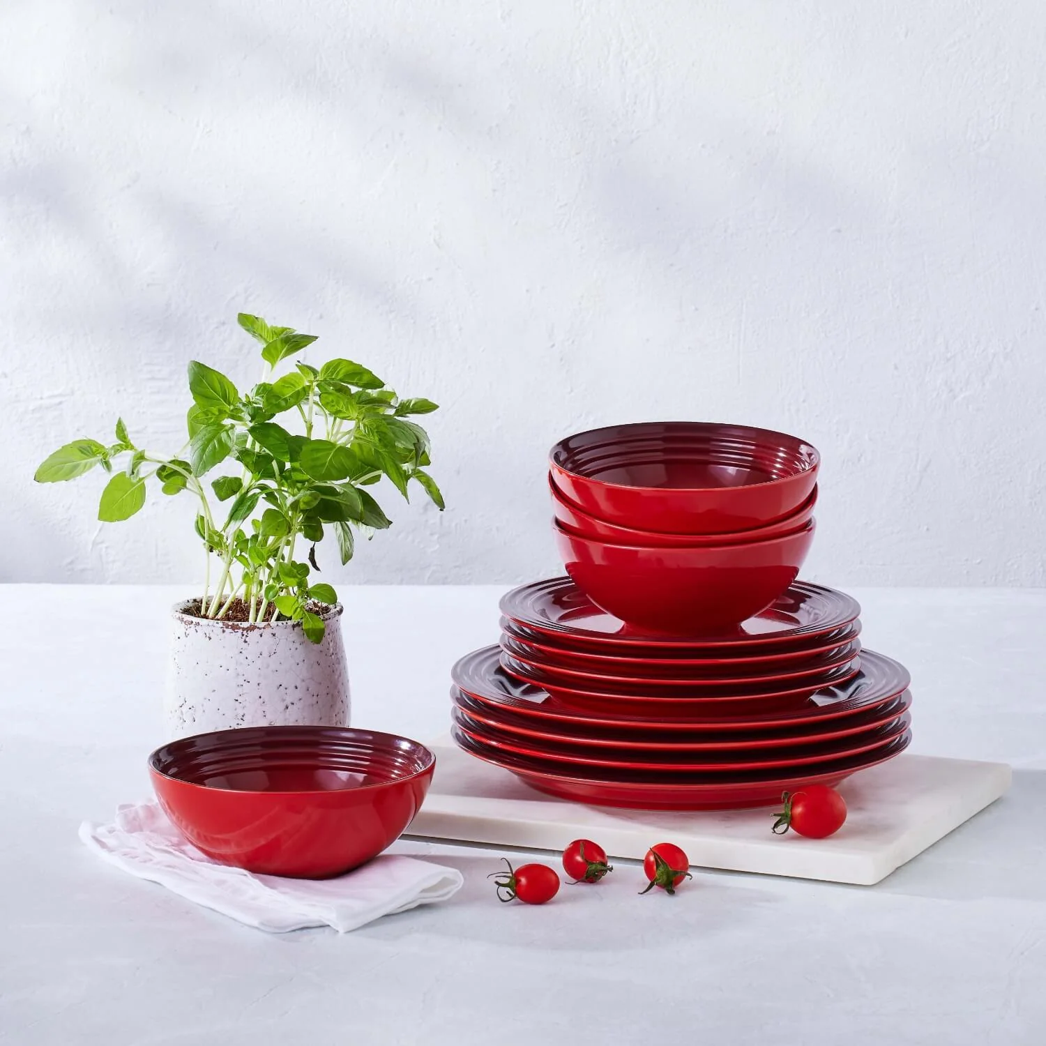 Le Creuset Stoneware 12-Piece Dinnerware Set - Cerise - Image 5