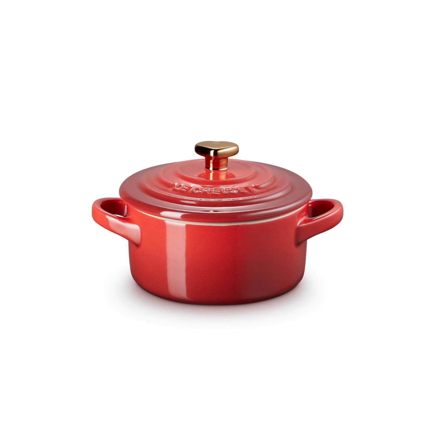 Le Creuset Stoneware Petite Round Casserole with Gold Heart Knob - Cerise - Image 5