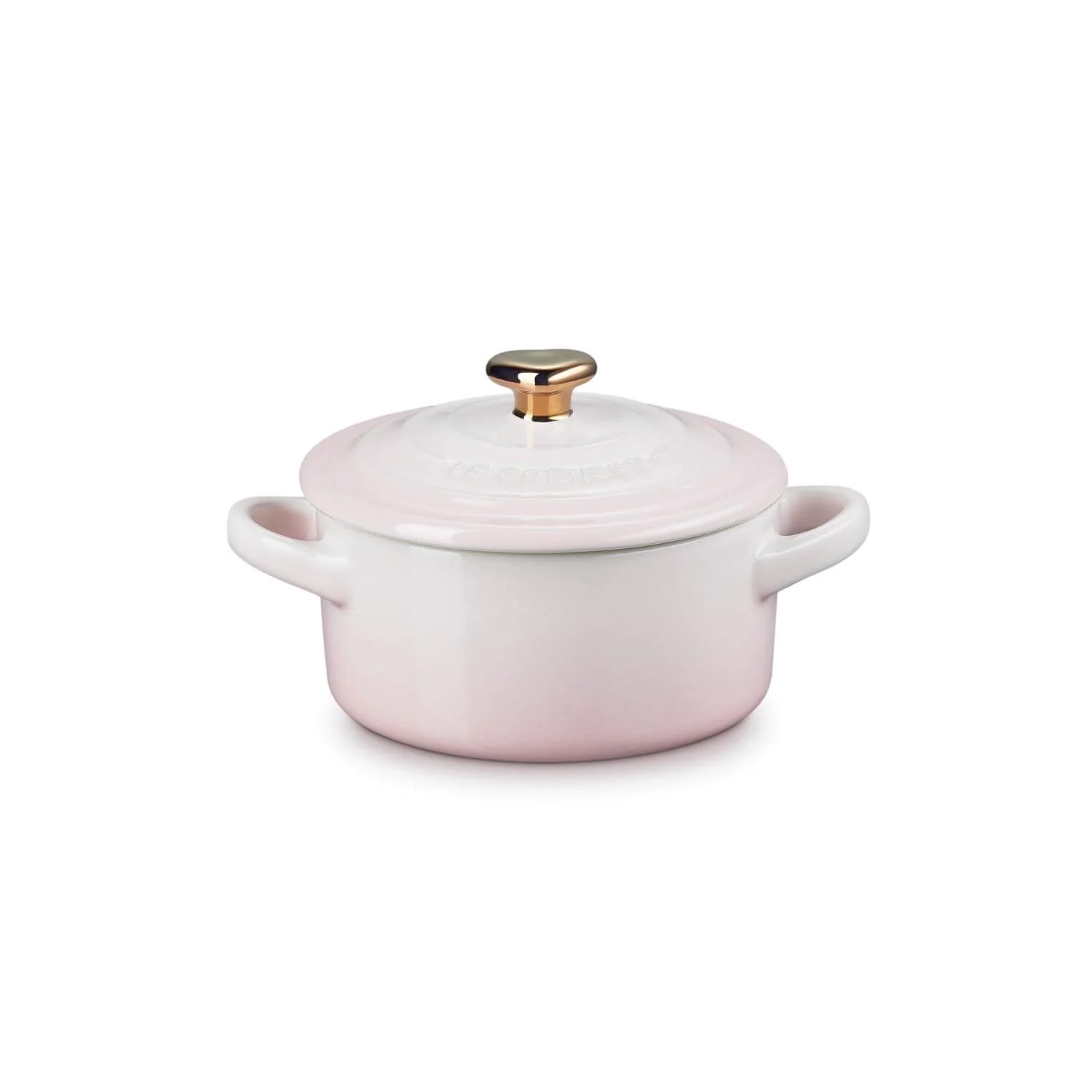 Le Creuset Stoneware Petite Round Casserole with Gold Heart Knob - Shell Pink - Image 5