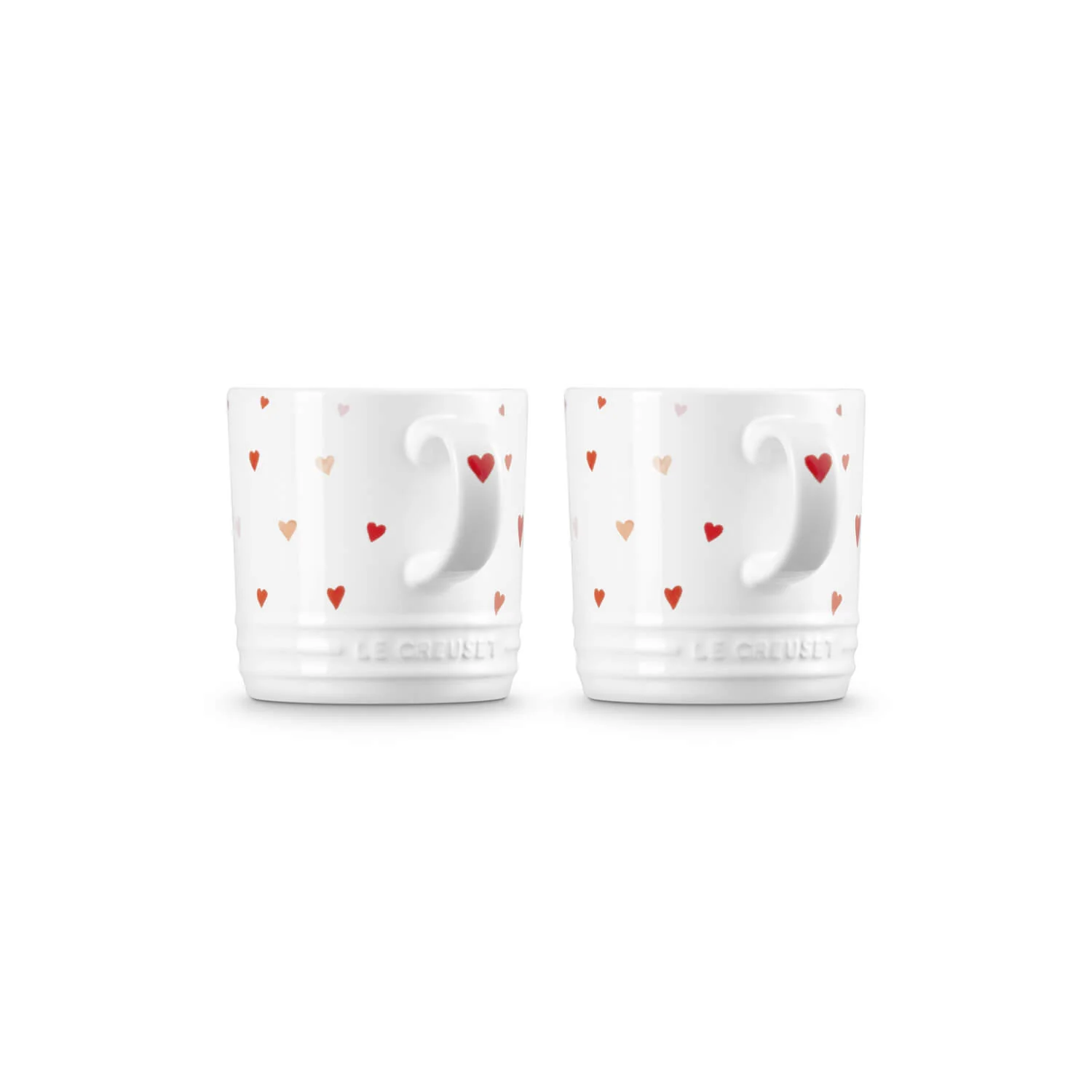 Le Creuset 350ml Stoneware Set of 2 Heart Decal Mugs - White - Image 2