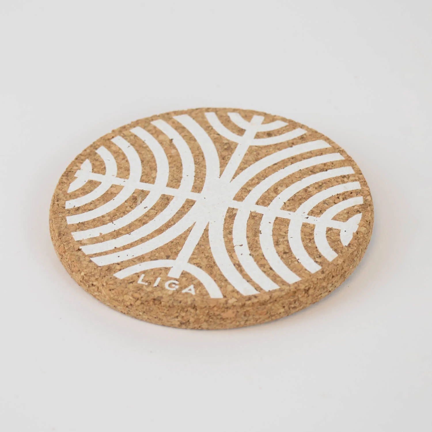 Liga Round Cork Coaster - Ripples - White - Image 2