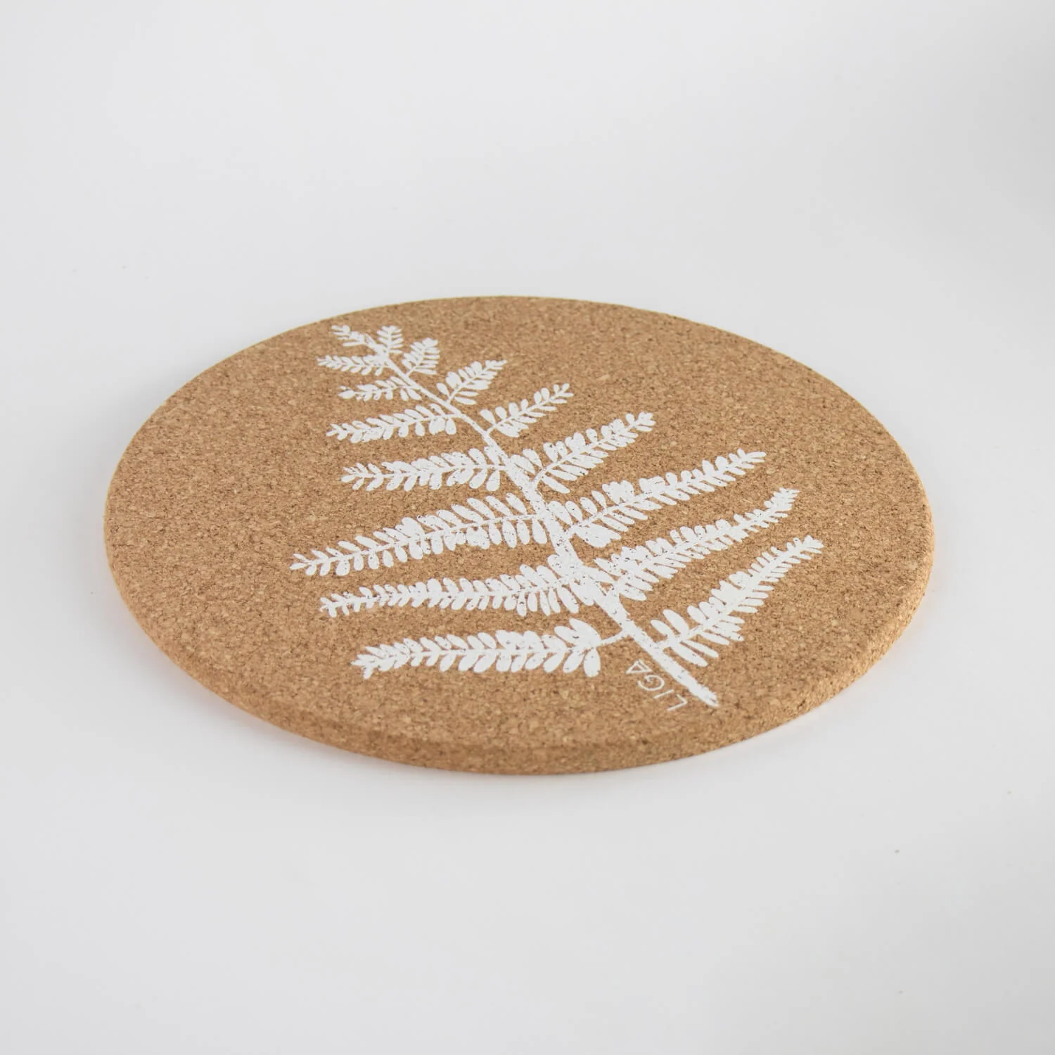 Liga Round Cork Placemat - Fern - White - Image 2