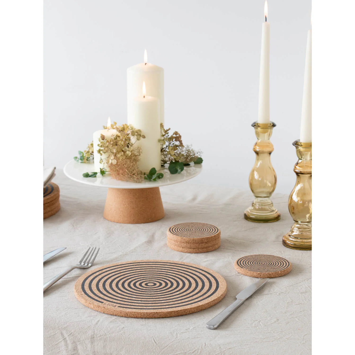 Liga Round Cork Placemat - Orbit - Grey - Image 4