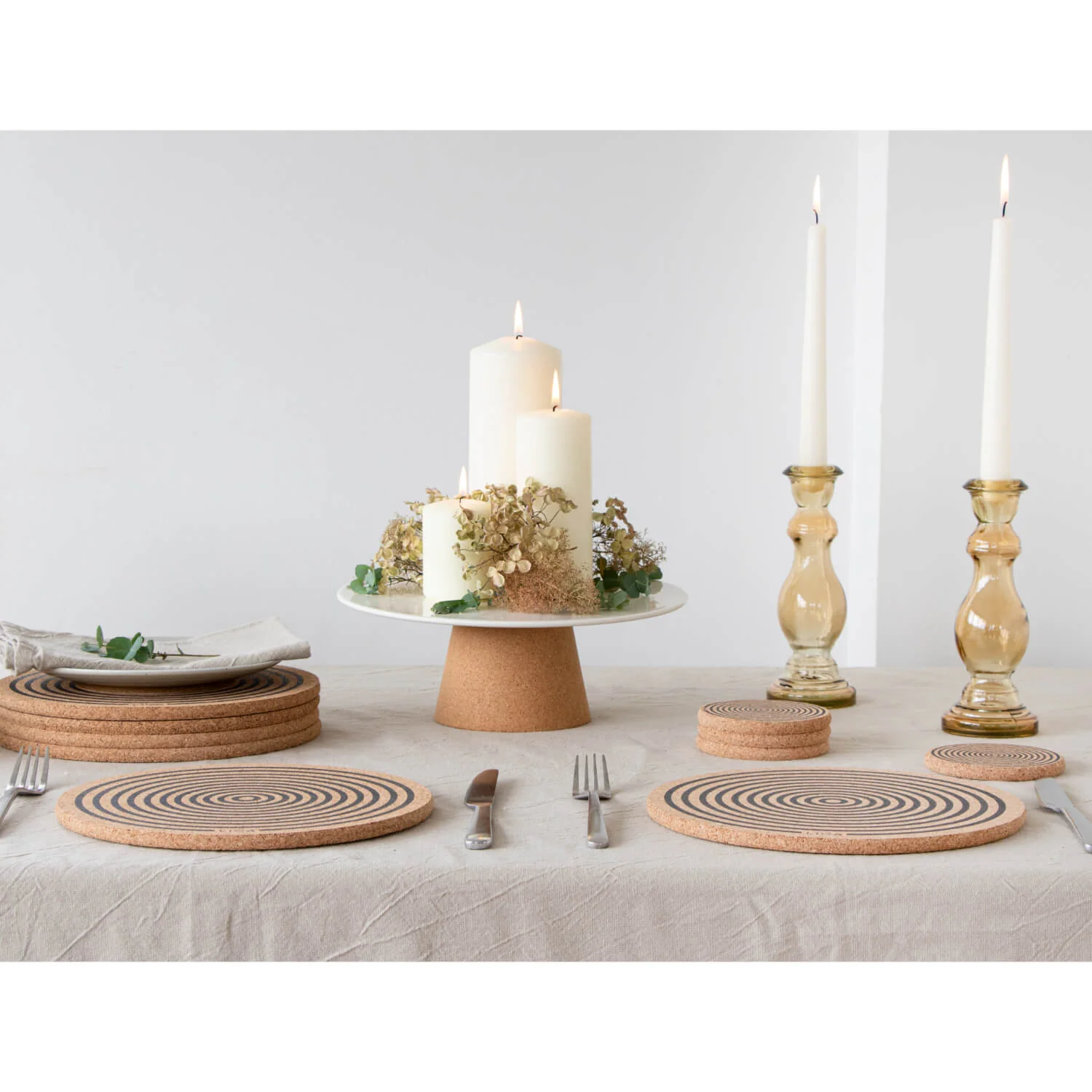 Liga Round Cork Placemat - Orbit - Grey - Image 5