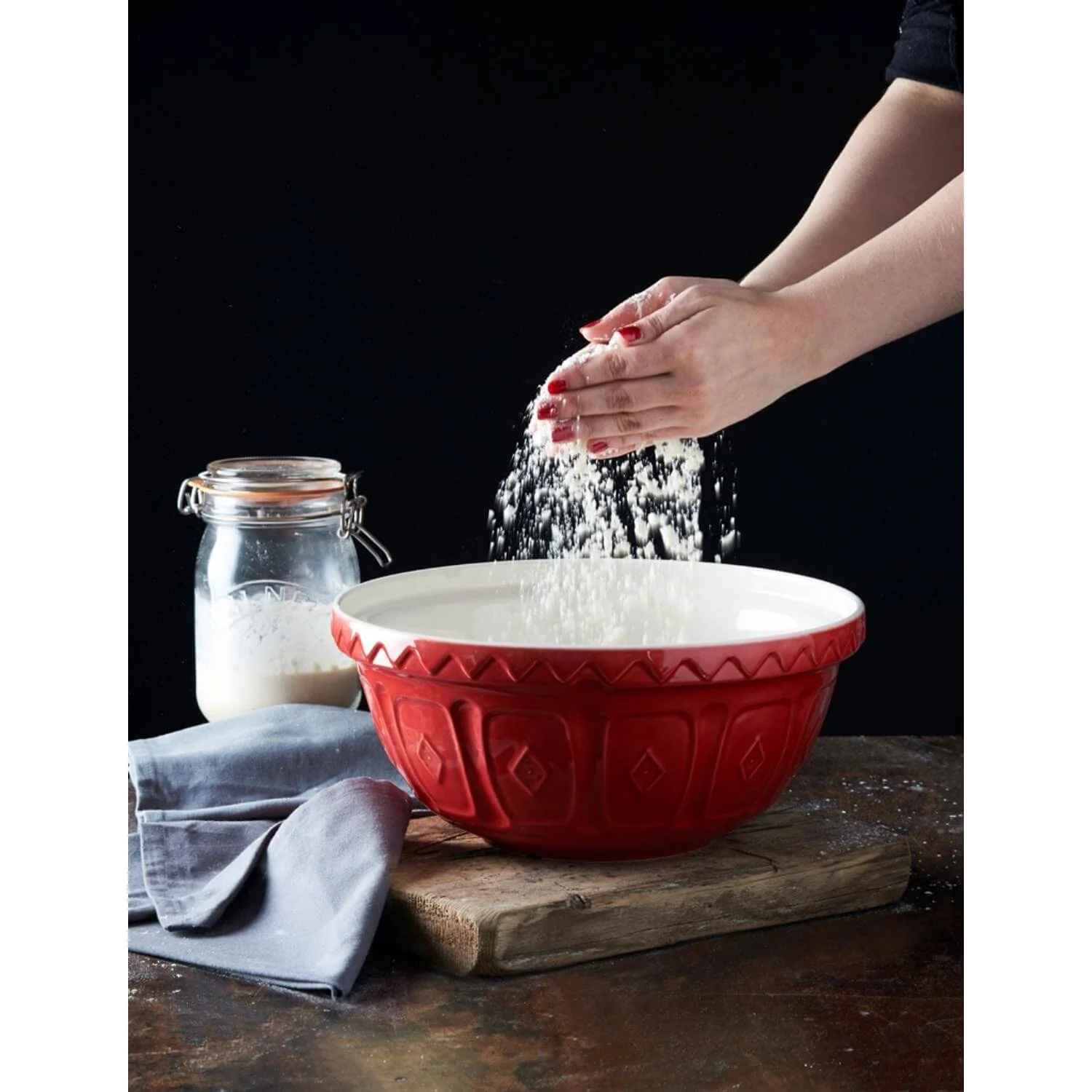 Mason Cash Colour Mix 26cm Stoneware Mixing Bowl - Red - Image 2