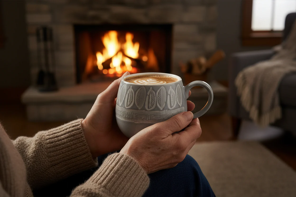 Mason Cash Impressions 350ml Stoneware Mug - Grey Leaf - Image 2