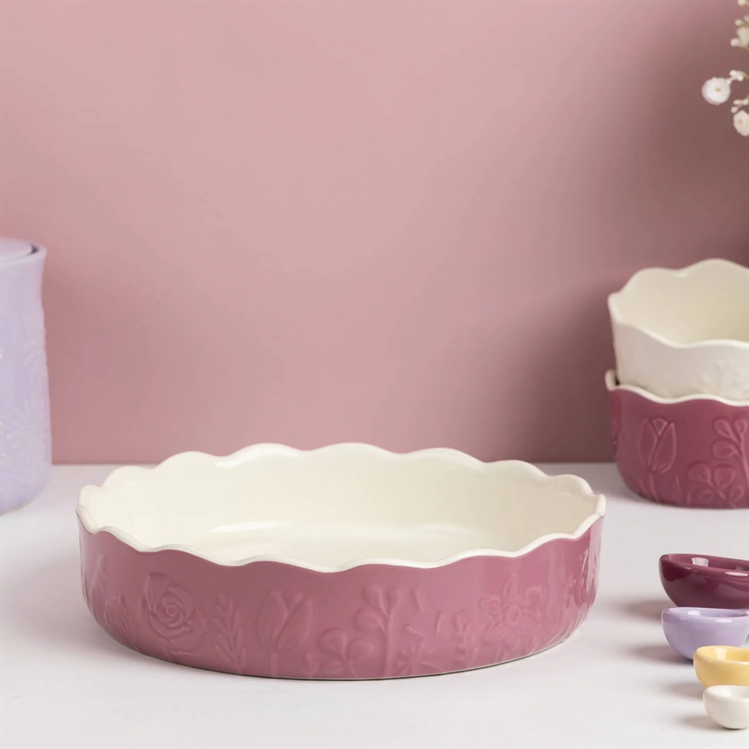Mason Cash In The Meadow 23cm Stoneware Pie Dish - Pink - Image 2