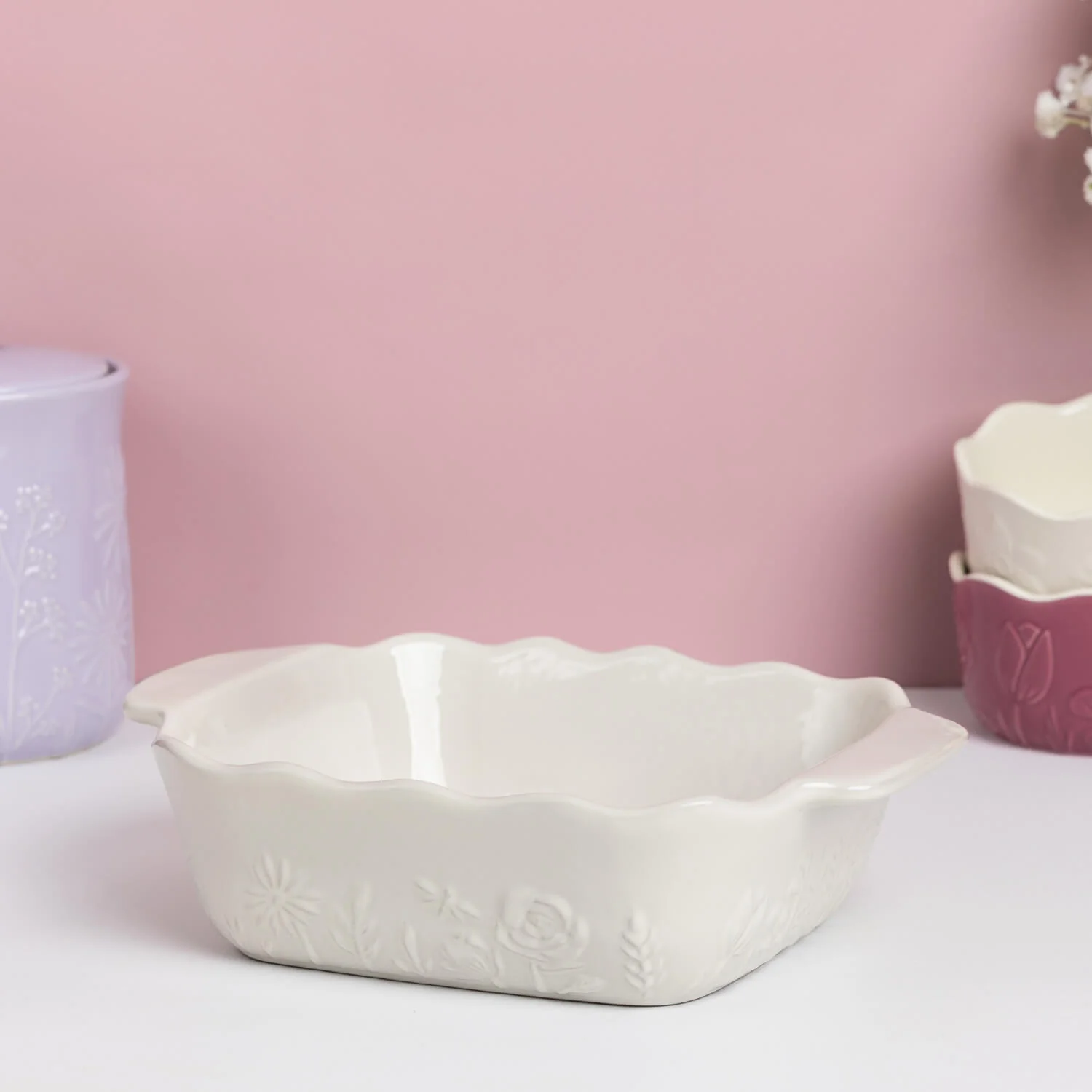 Mason Cash In The Meadow 24cm Stoneware Square Dish - Cream - Image 5