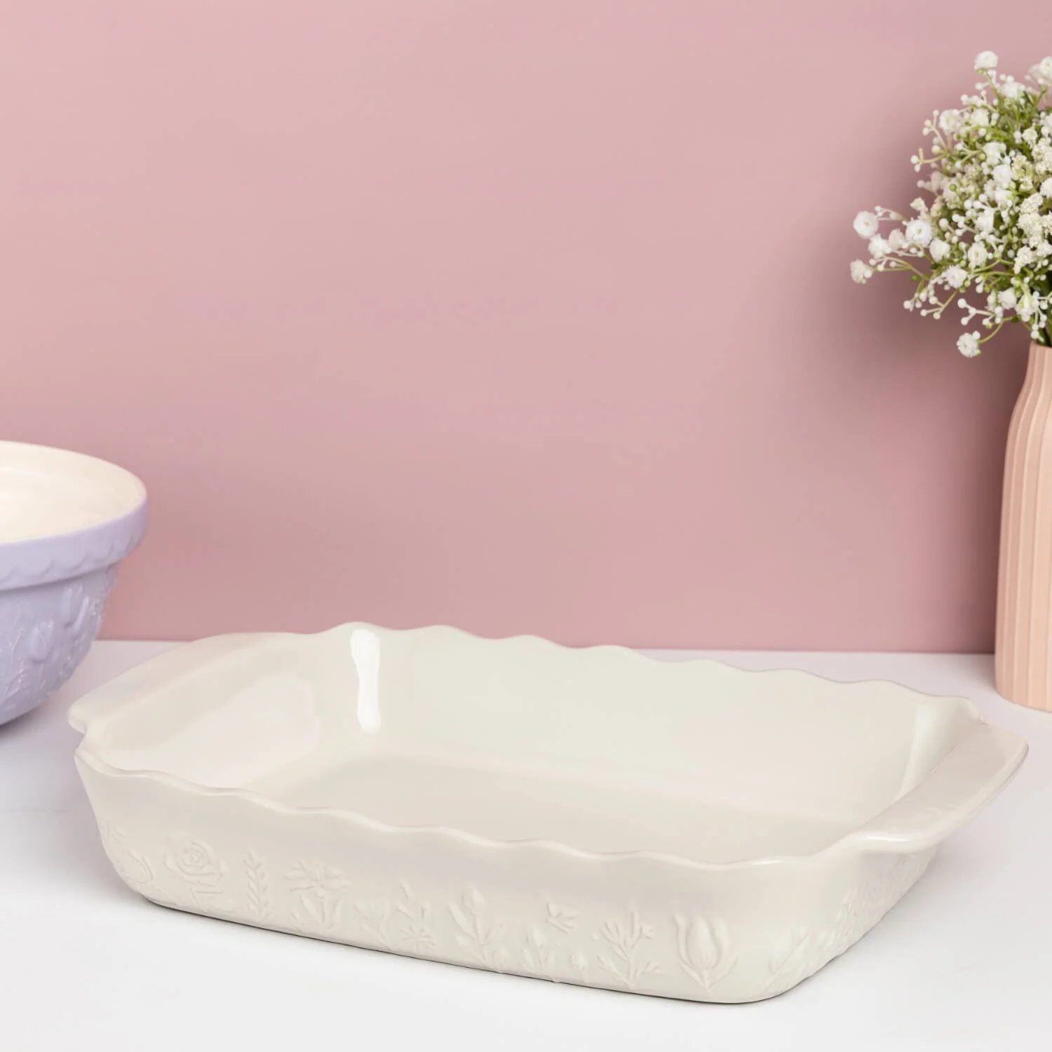 Mason Cash In The Meadow 37.5cm Stoneware Rectangular Dish - Cream - Image 4