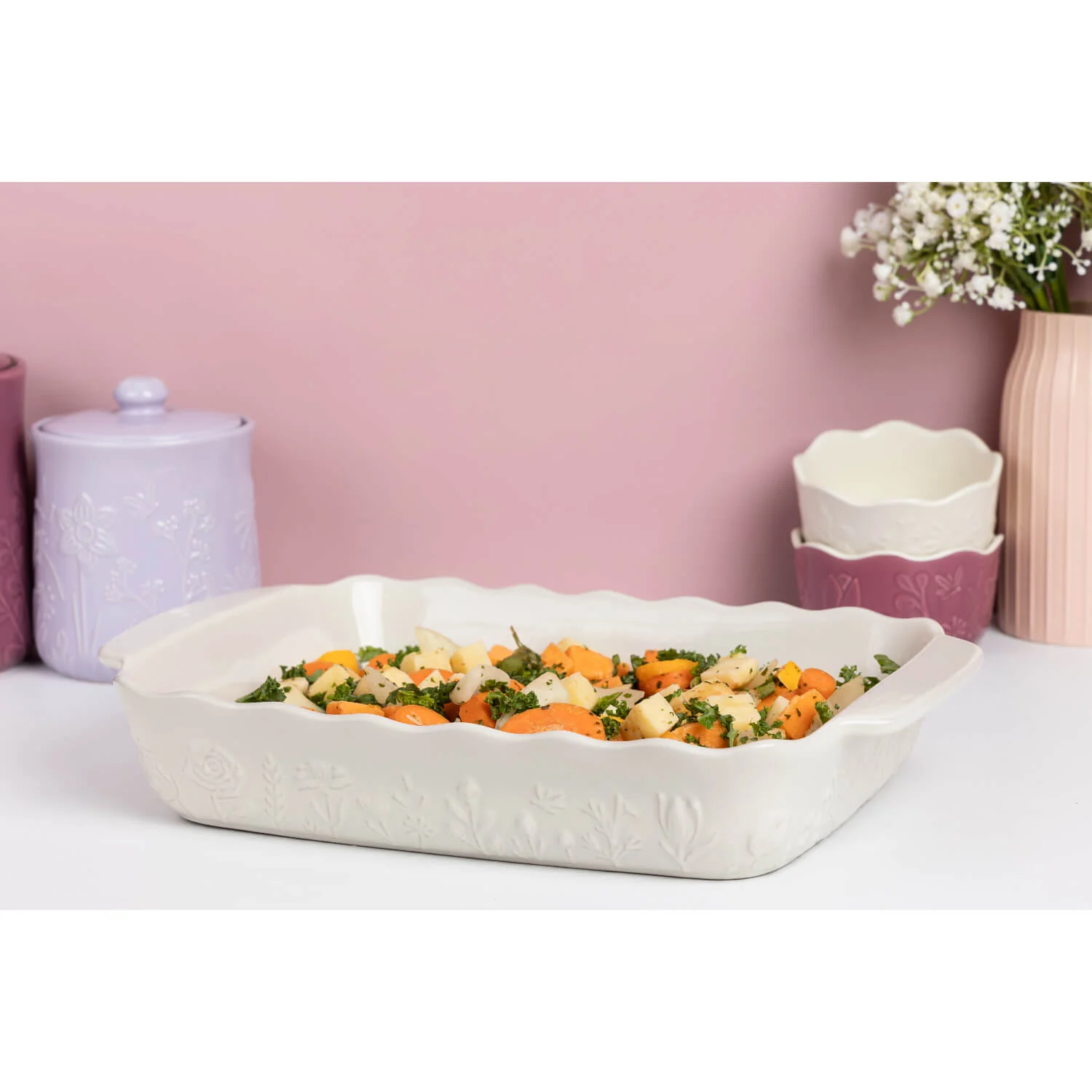 Mason Cash In The Meadow 37.5cm Stoneware Rectangular Dish - Cream - Image 5