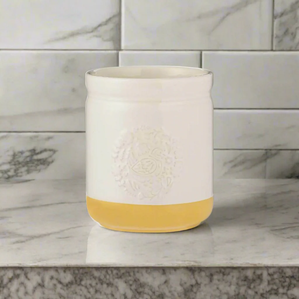 Mason Cash Stoneware Home To Roost 12cm x 12.5cm Utensil Pot - Cream & Yellow - Image 2